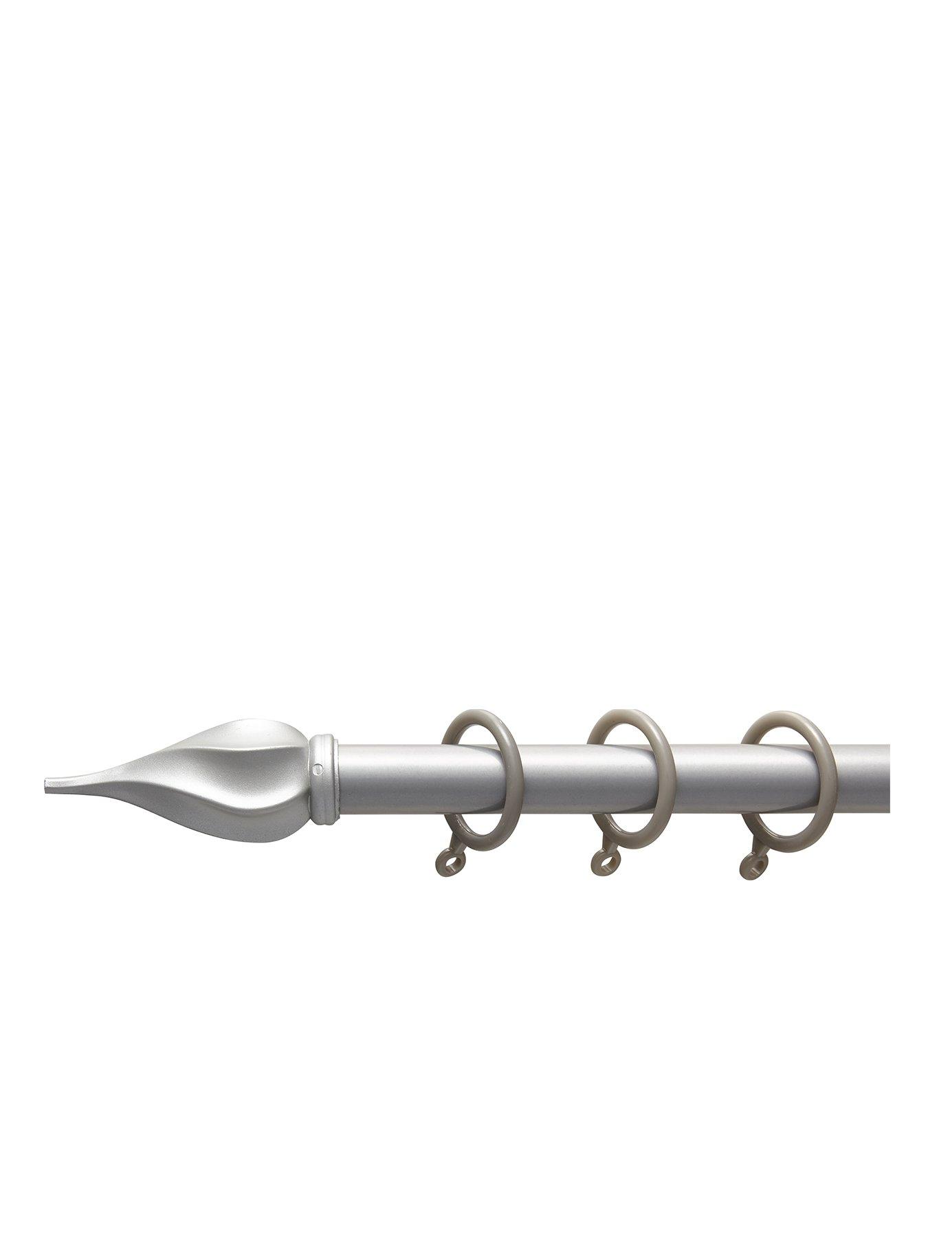 undefined Spiral Finial Extendable Curtain Pole – Satin Steel
