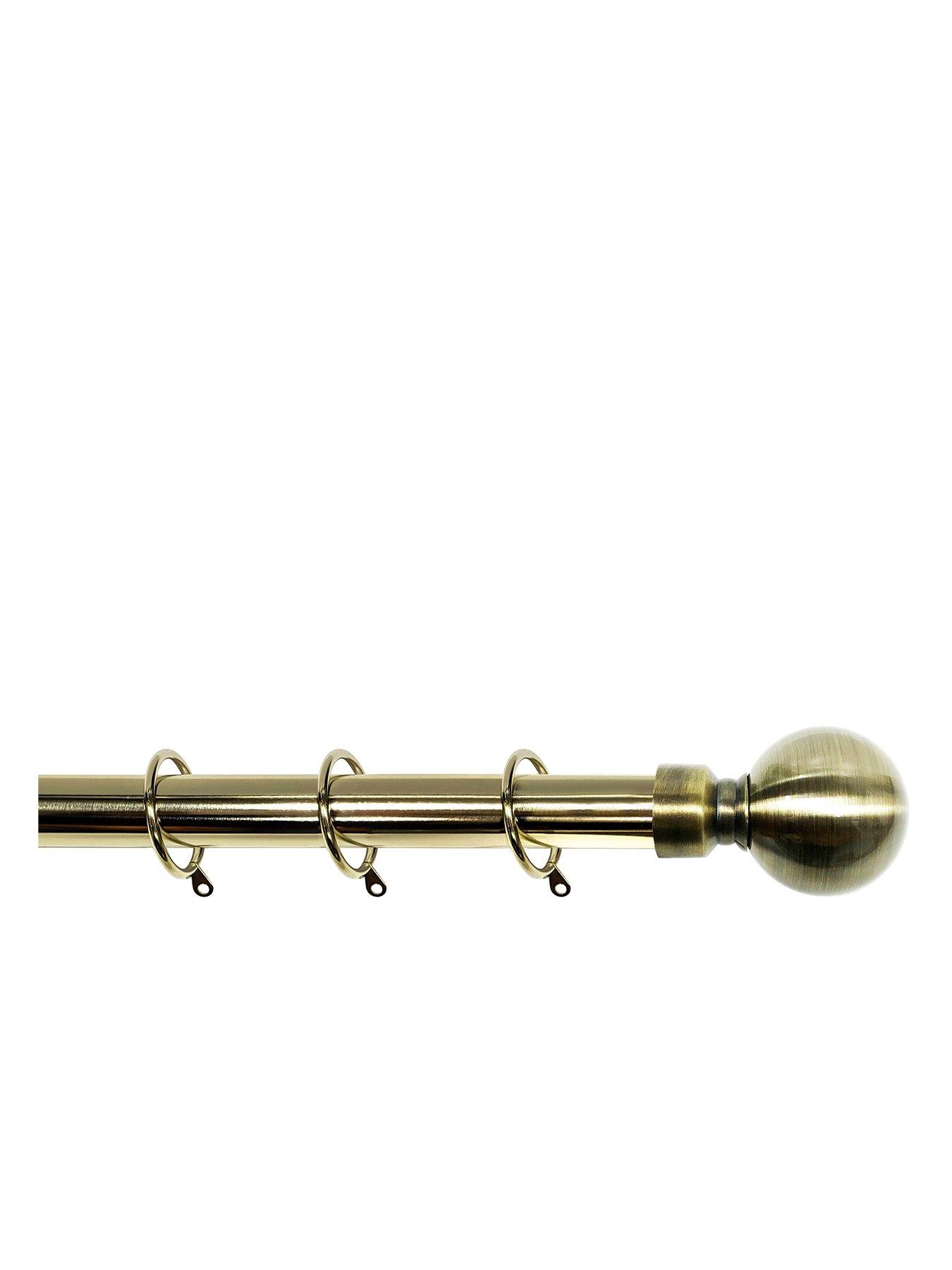 undefined Palermo Ball Finial 25-28mm Extendable Curtain Pole – Antique Brass