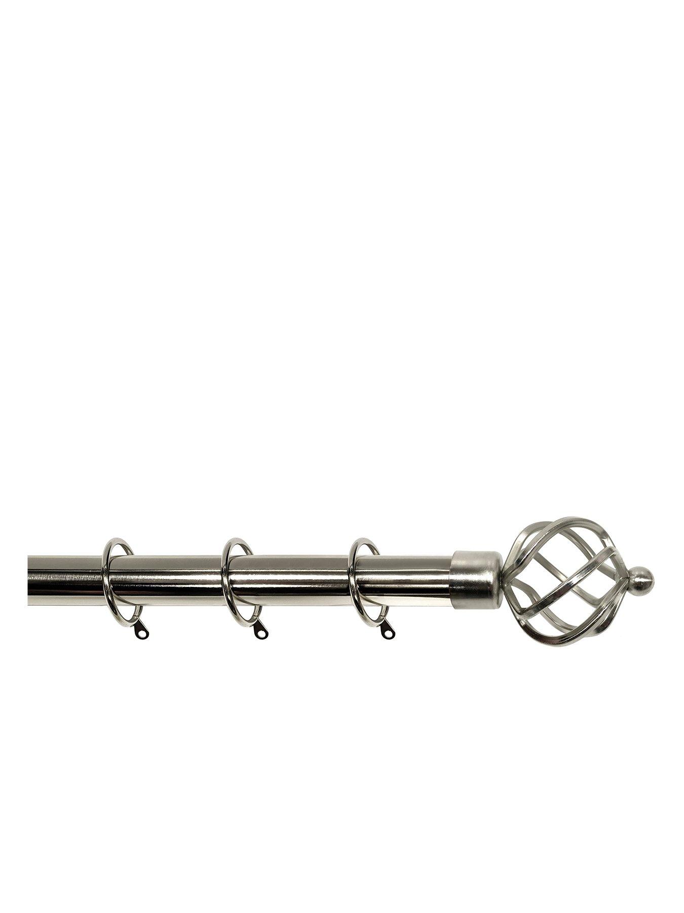 undefined Palermo Cage Finial 25-28mm Extendable Curtain Pole – Polished Steel