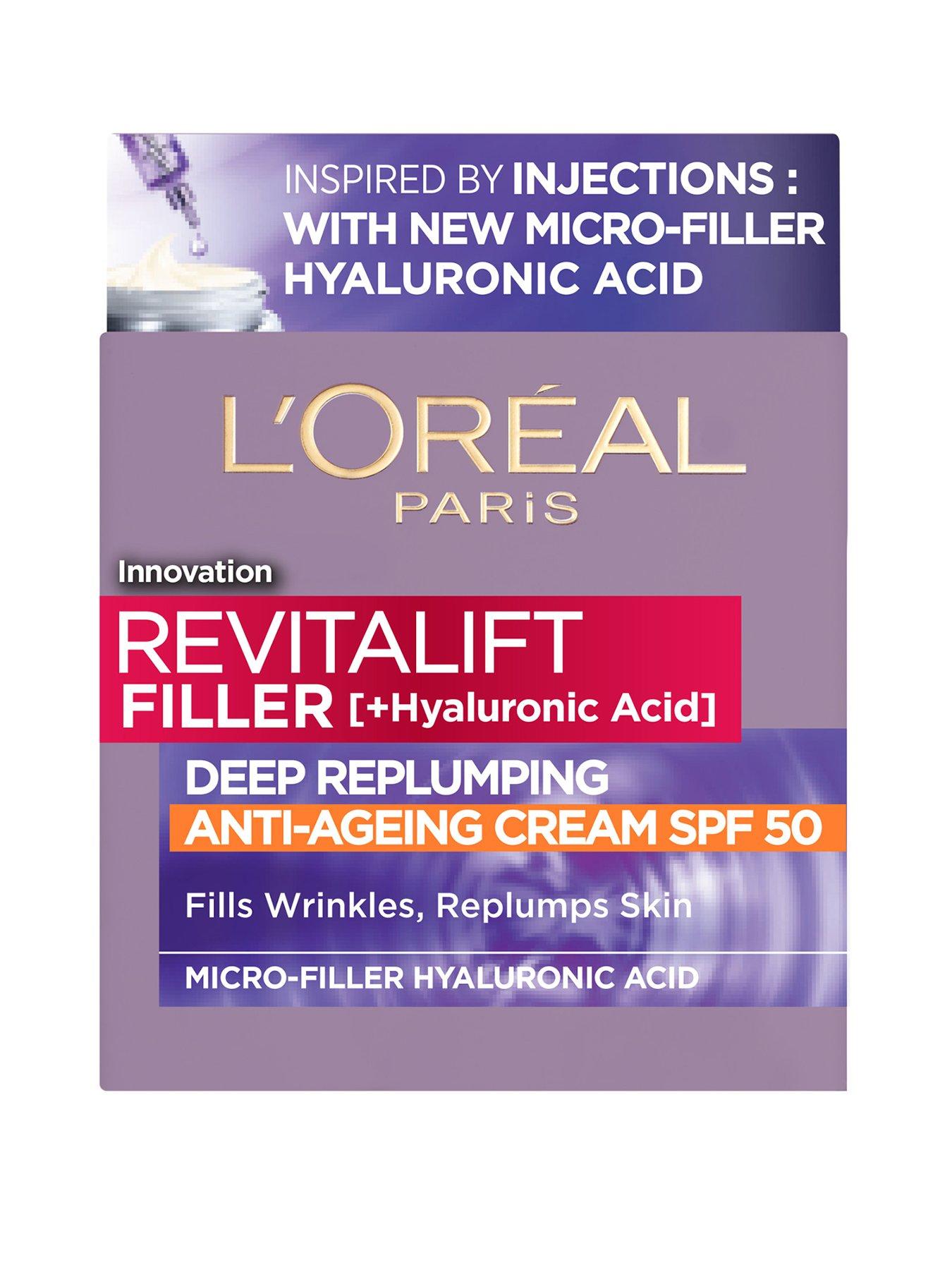 undefined L'Oreal Paris Revitalift Filler + Hyaluronic Acid Anti Ageing Anti-Wrinkle SPF 50 Replumping Day Cream 50ml