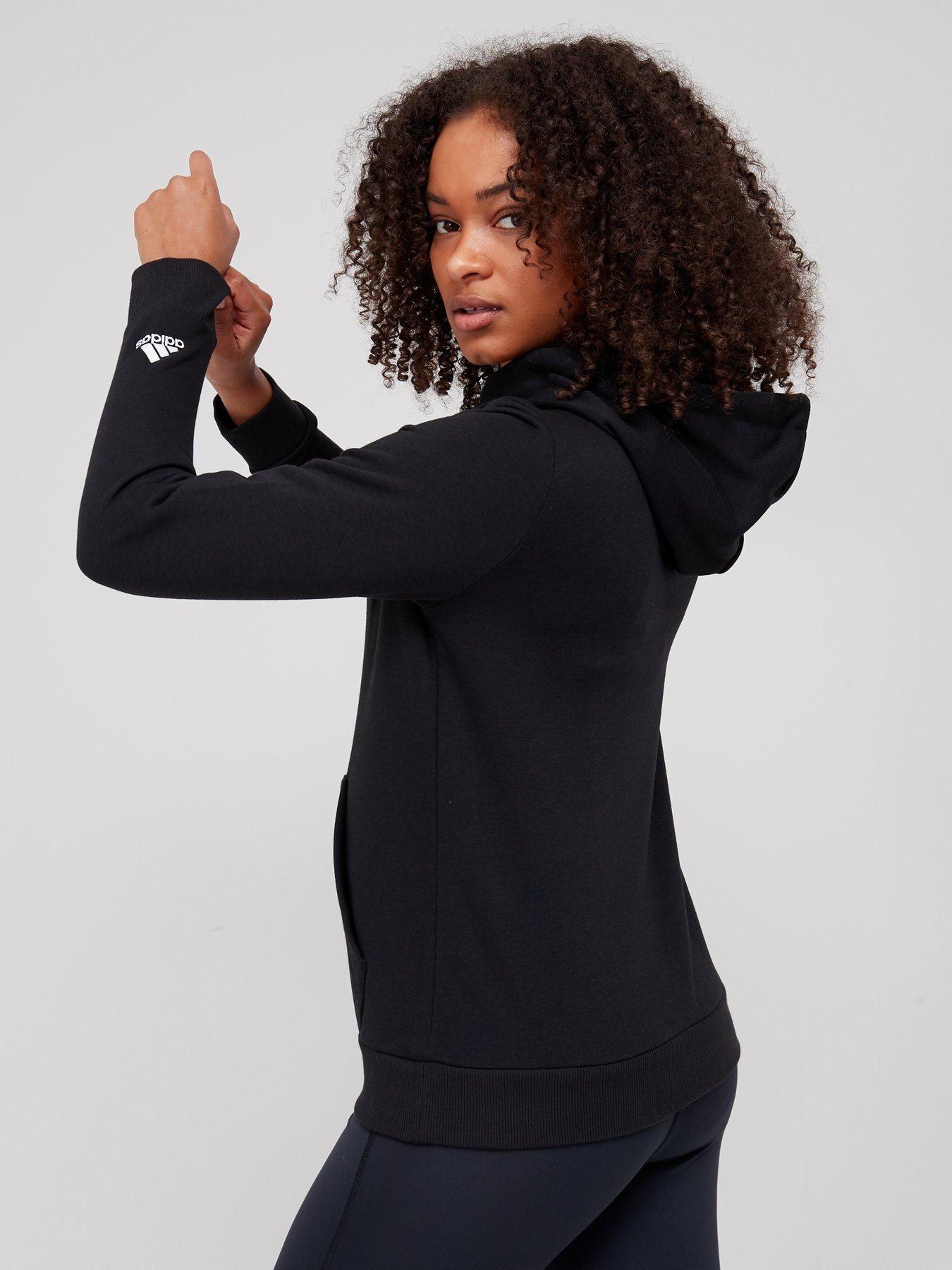 adidas-sportswear-womens-linear-hoodie-blackwhitestillFront