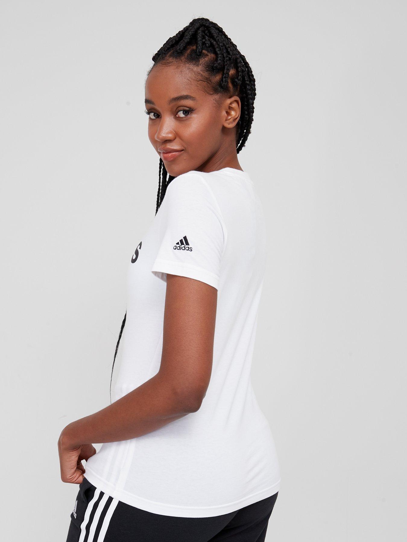 adidas Sportswear Essentials Linear Slim T Shirt White Black Very Ireland