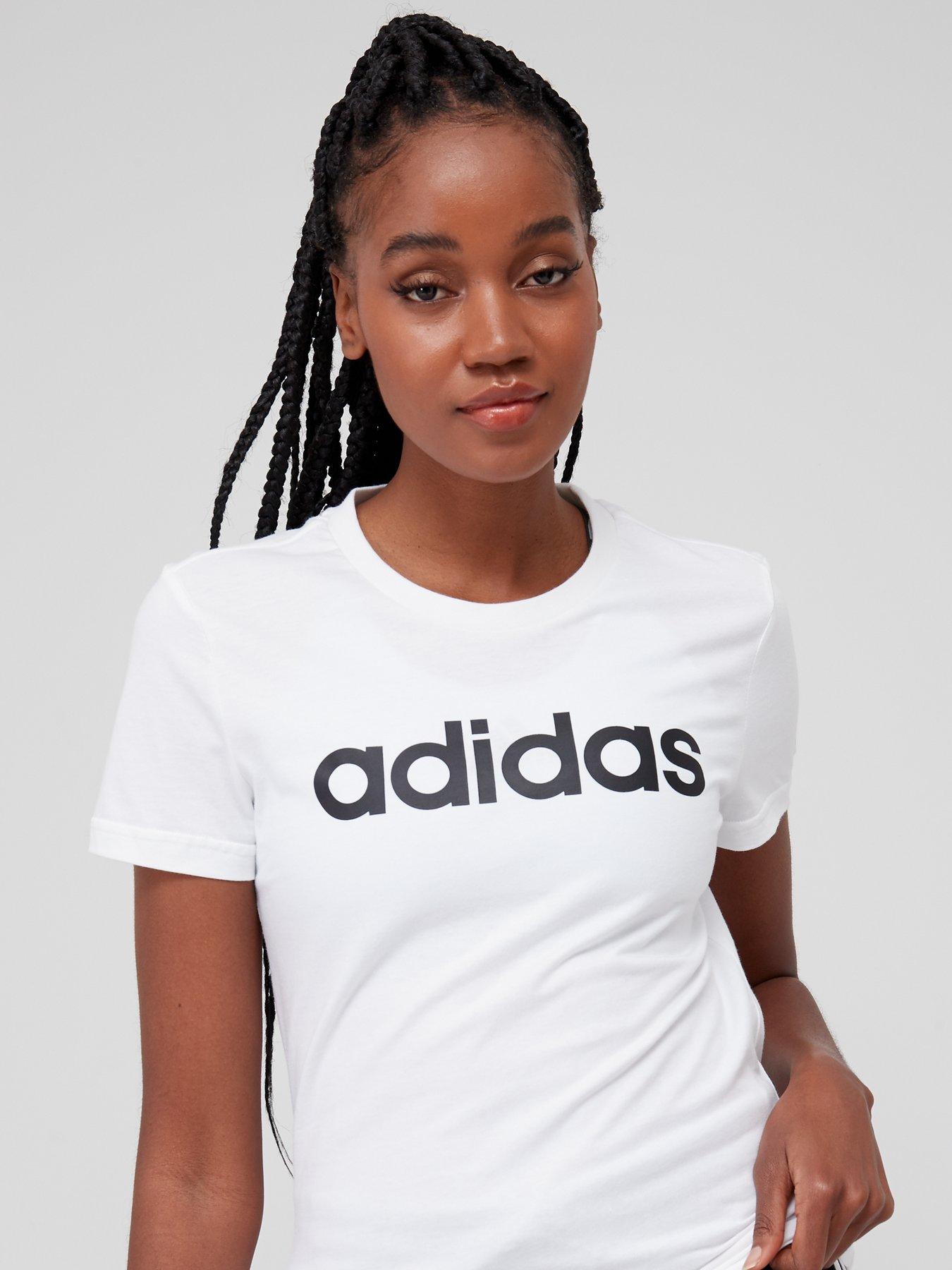 adidas-sportswear-essentials-linear-slim-t-shirt-whiteblackoutfit