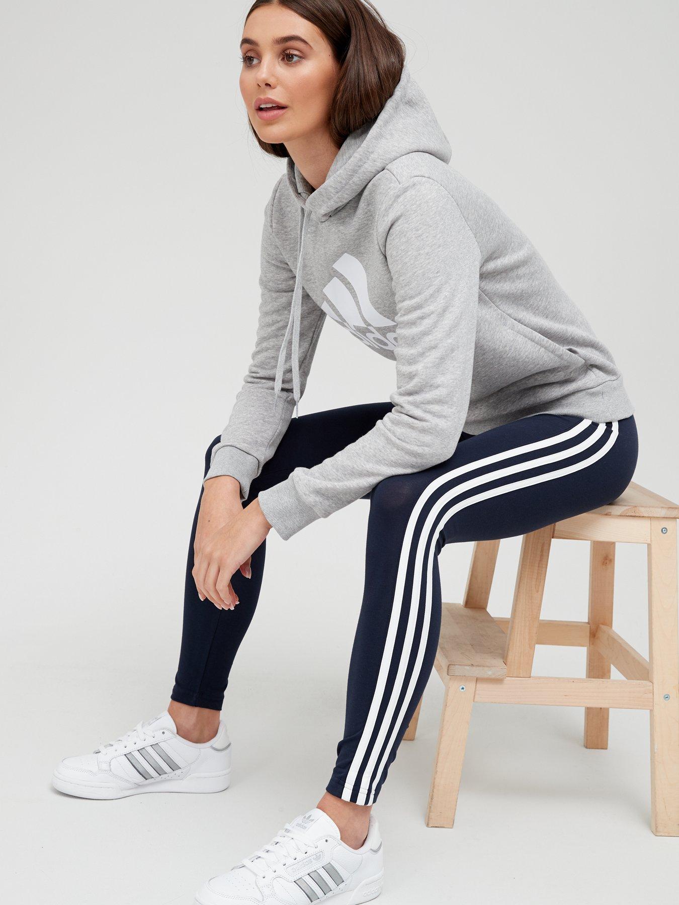 Adidas Women’s Trefoil & 3 Stripes Leggings Black Grey Size 8 10 12 14