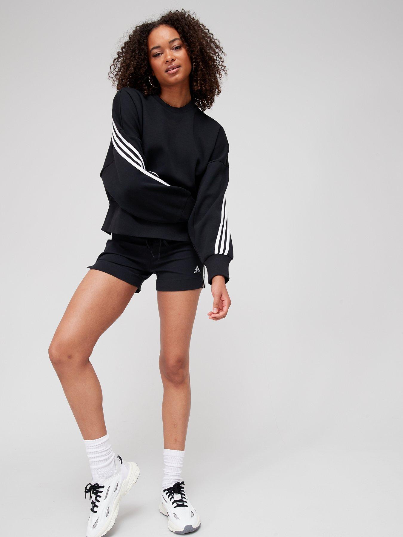 adidas-sportswear-womens-3-stripes-shorts-blackwhiteback