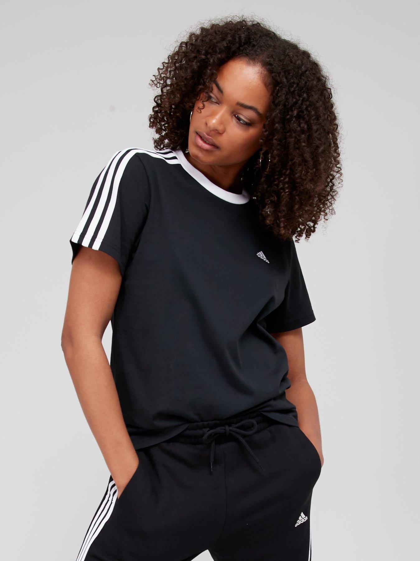 adidas Essentials 3-Stripes Single Jersey Boyfriend Tee Dress (Plus Size) -  Purple, Women's Lifestyle