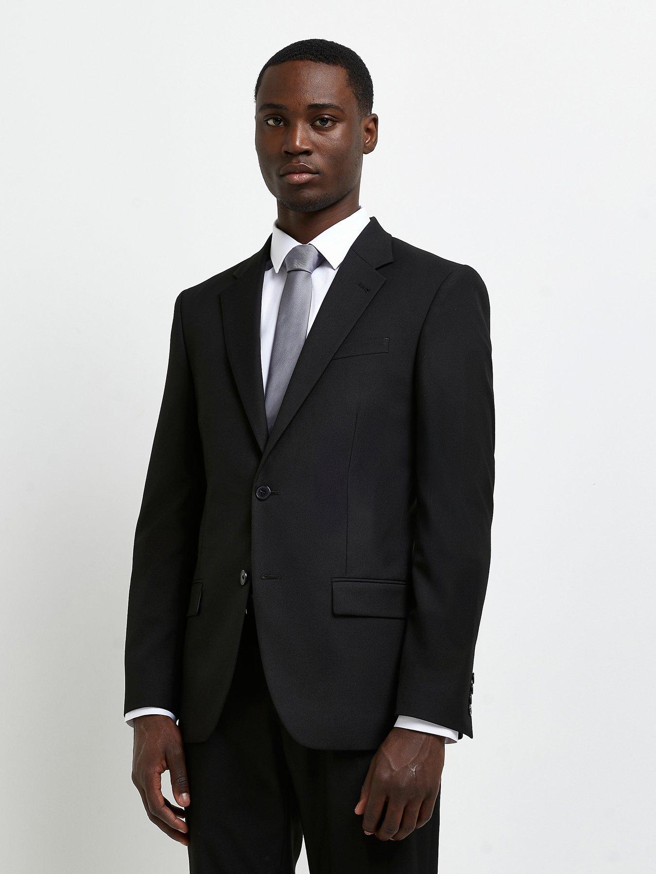 Image of River Island Skinny Twill Suit Jacket - Black
