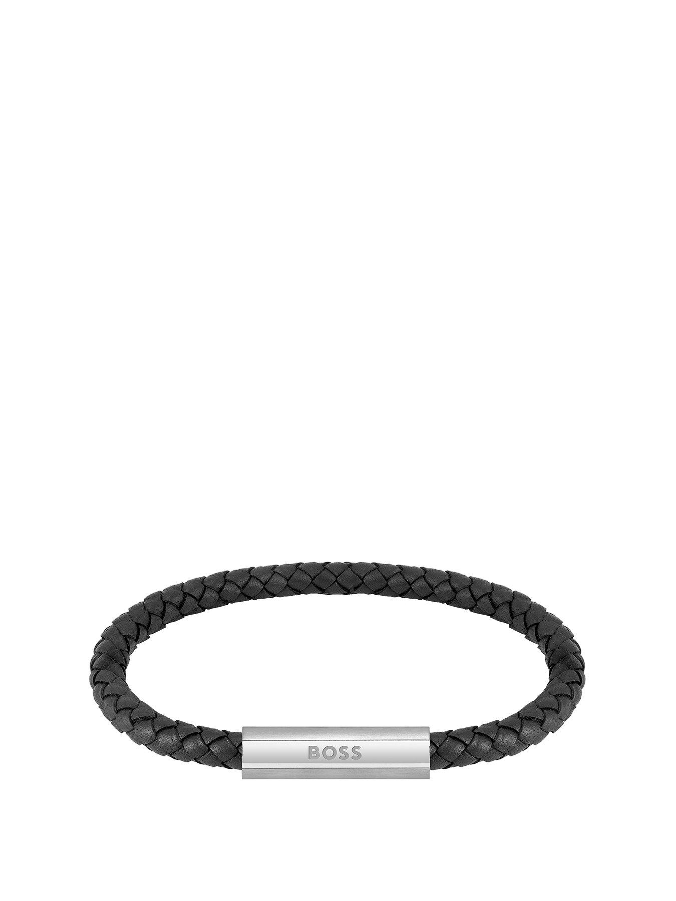 boss-braided-blacknbspleather-and-stainless-steel-gents-braceletfront