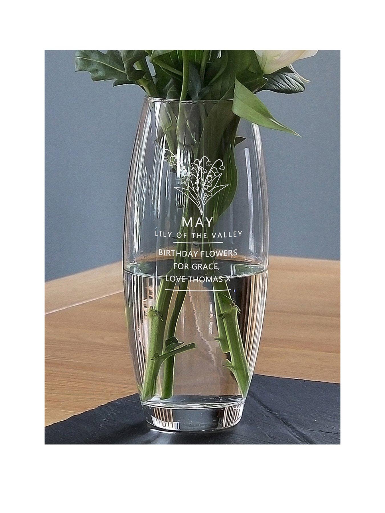 The Personalised Memento Company Personalised Birth Flower Engraved Vase