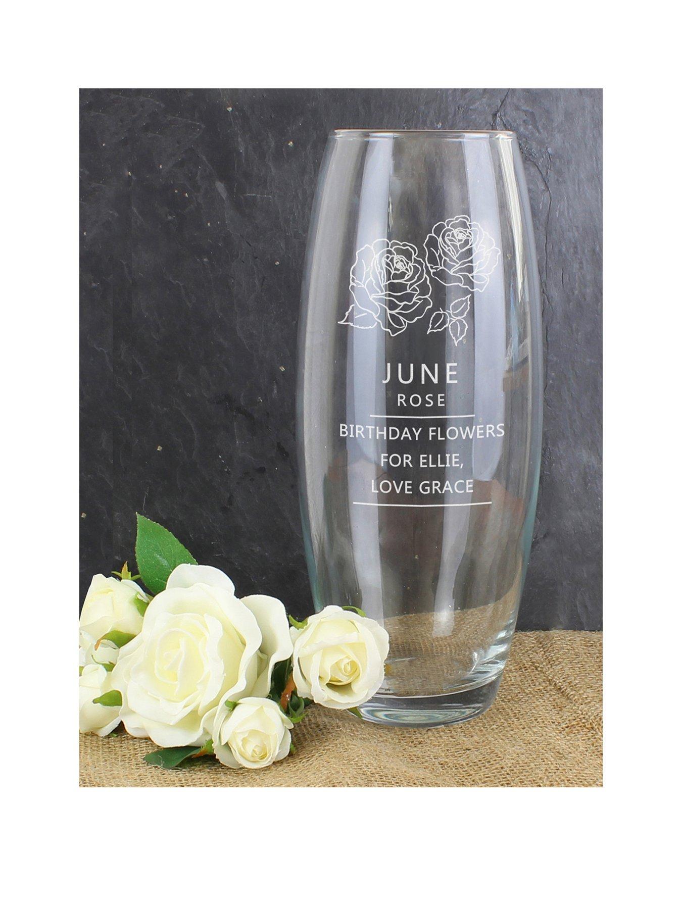 undefined Personalised Birth Flower Engraved Vase