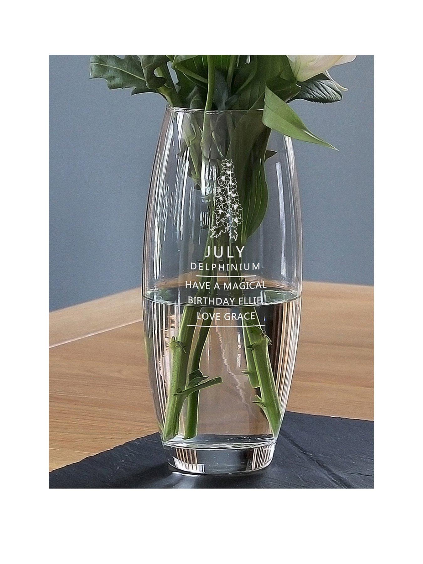 undefined Personalised Birth Flower Engraved Vase