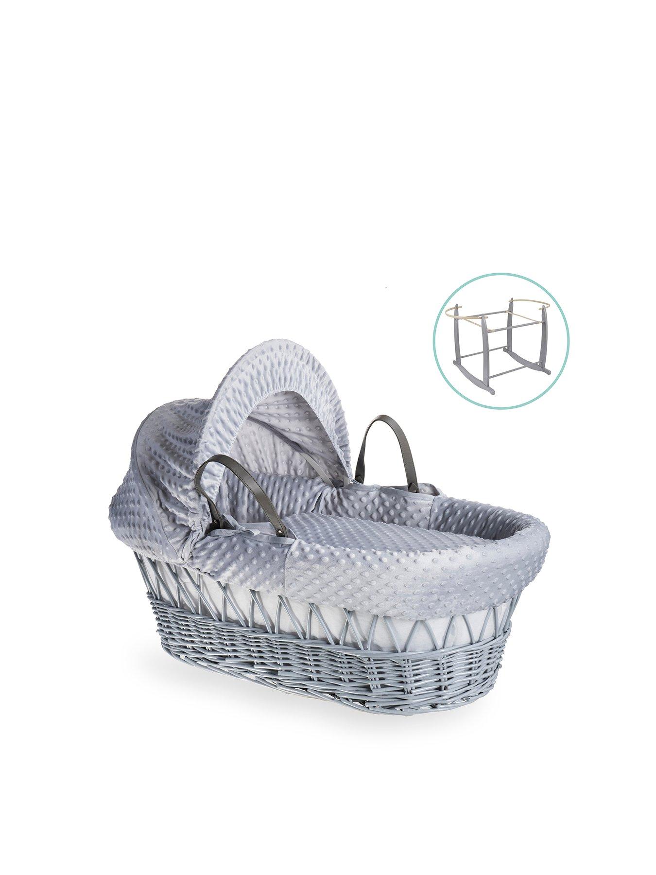 clair-de-lune-dimple-grey-wicker-moses-basket-amp-deluxe-rocking-stand-grey