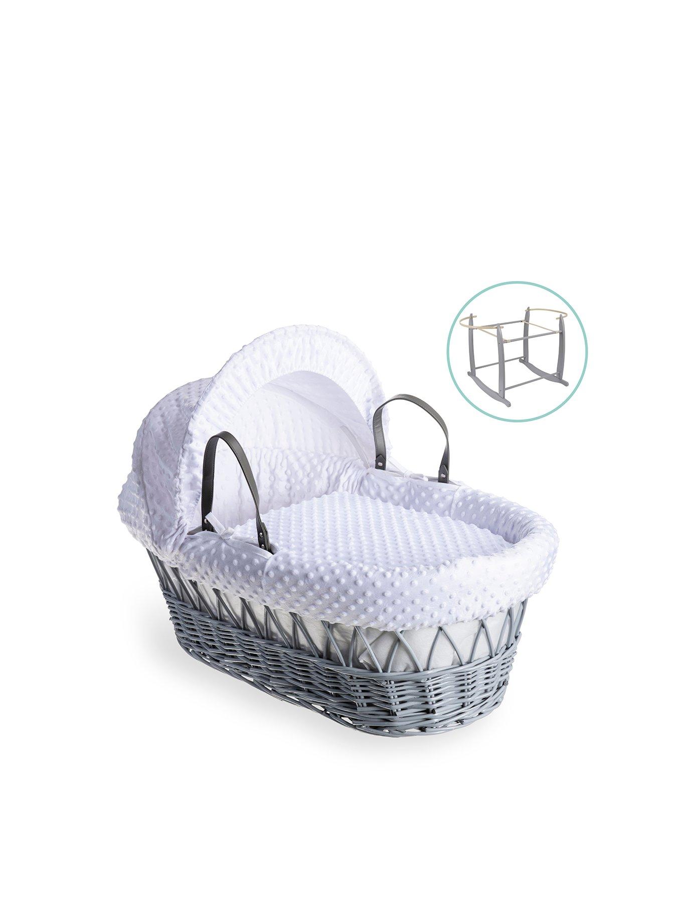 clair-de-lune-dimple-grey-wicker-moses-basket-amp-deluxe-rocking-stand-white