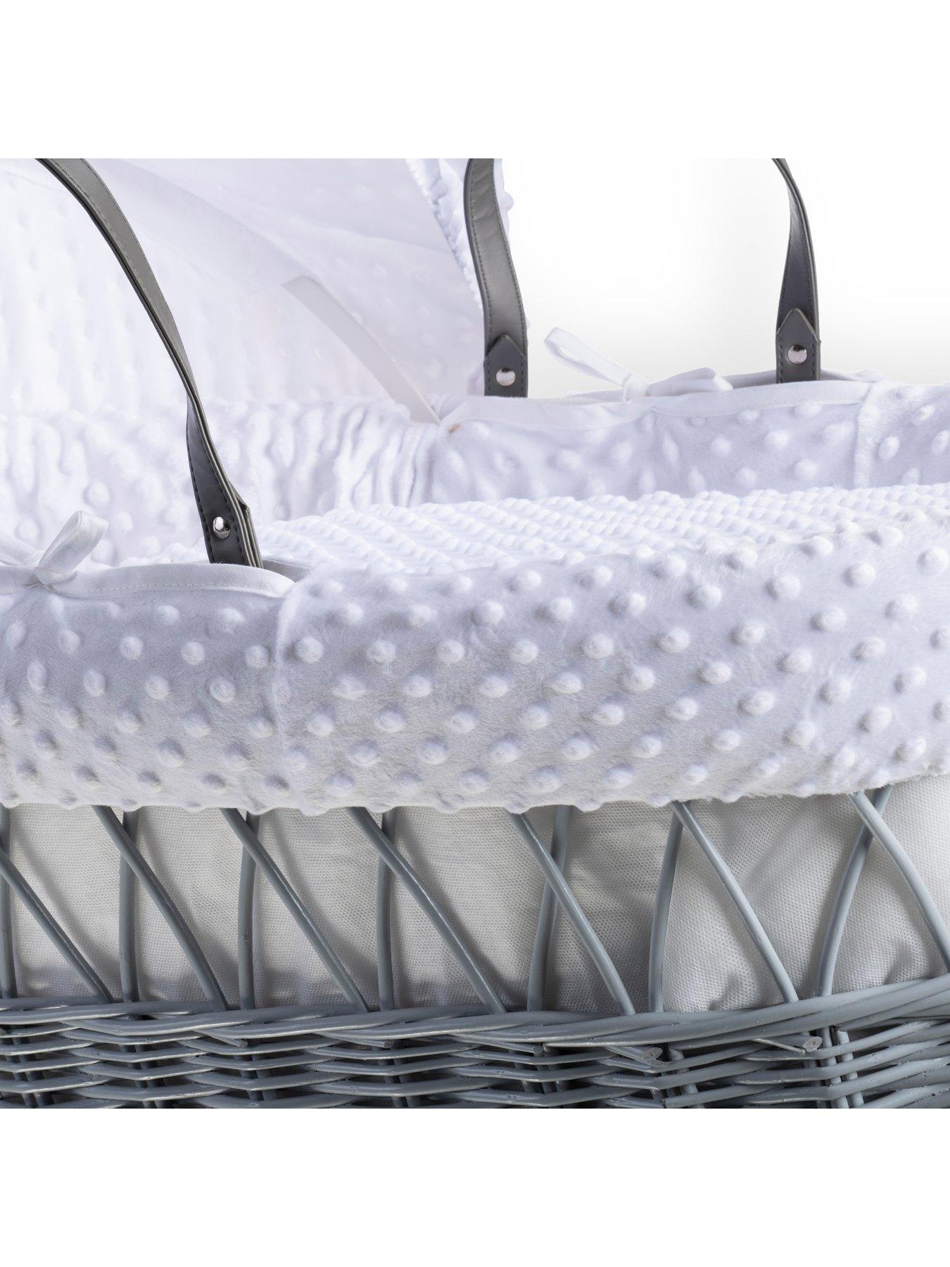 clair-de-lune-dimple-grey-wicker-moses-basket-amp-deluxe-rocking-stand-whiteoutfit