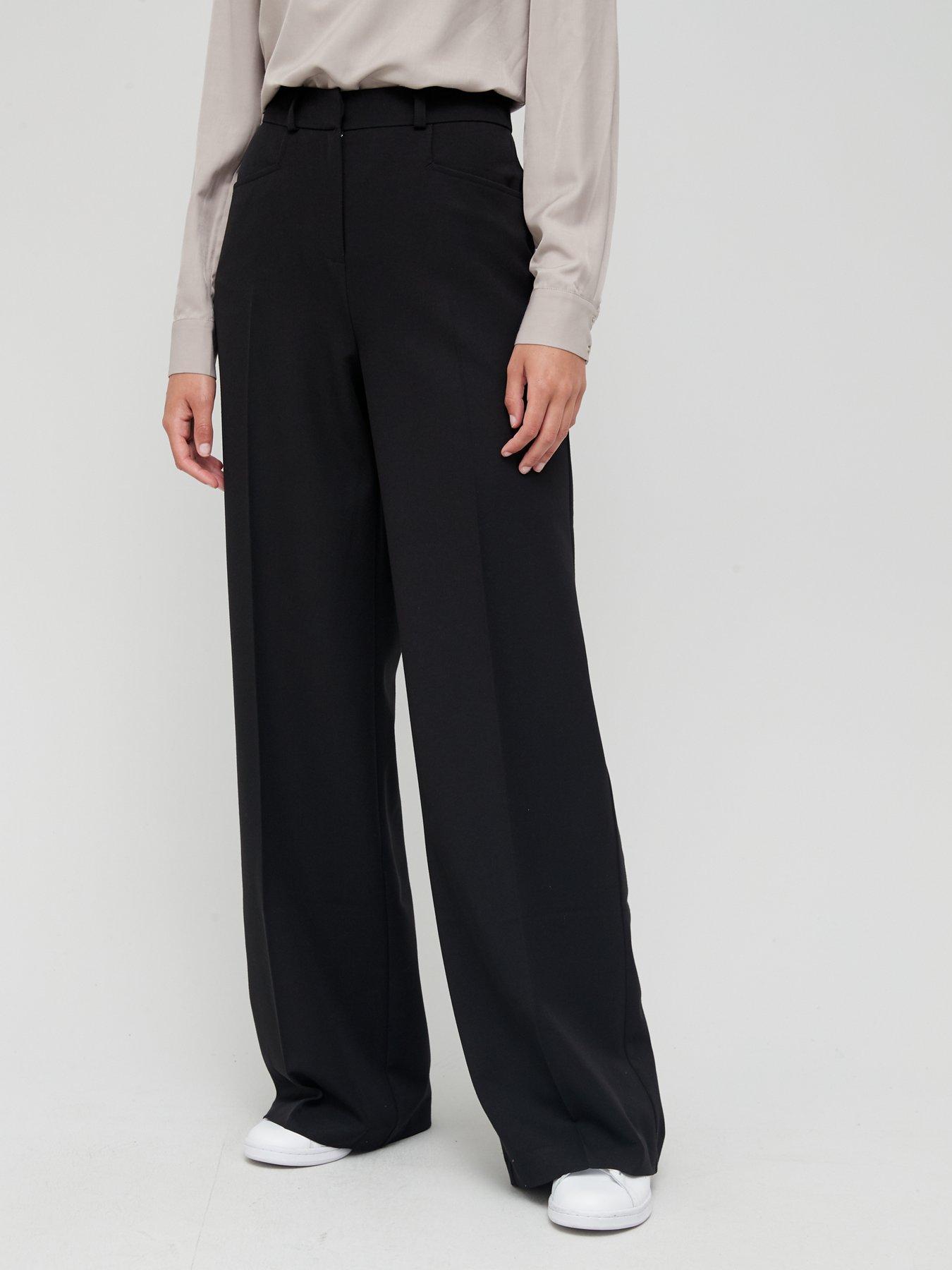 Women's Meta Wideleg, Charcoal Tailored Pants