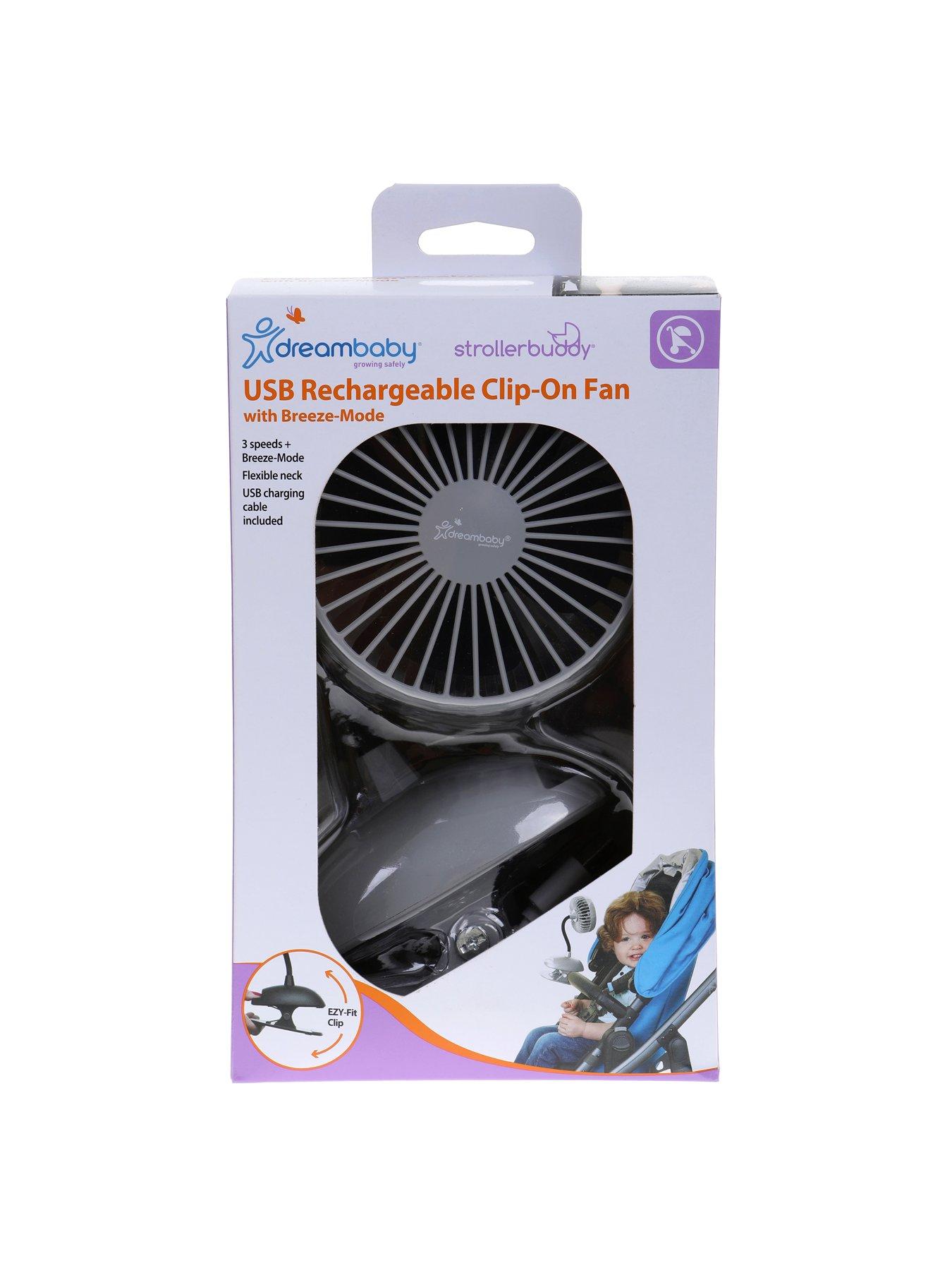 dreambaby-usb-rechargeable-clip-on-caged-fan-greystillFront