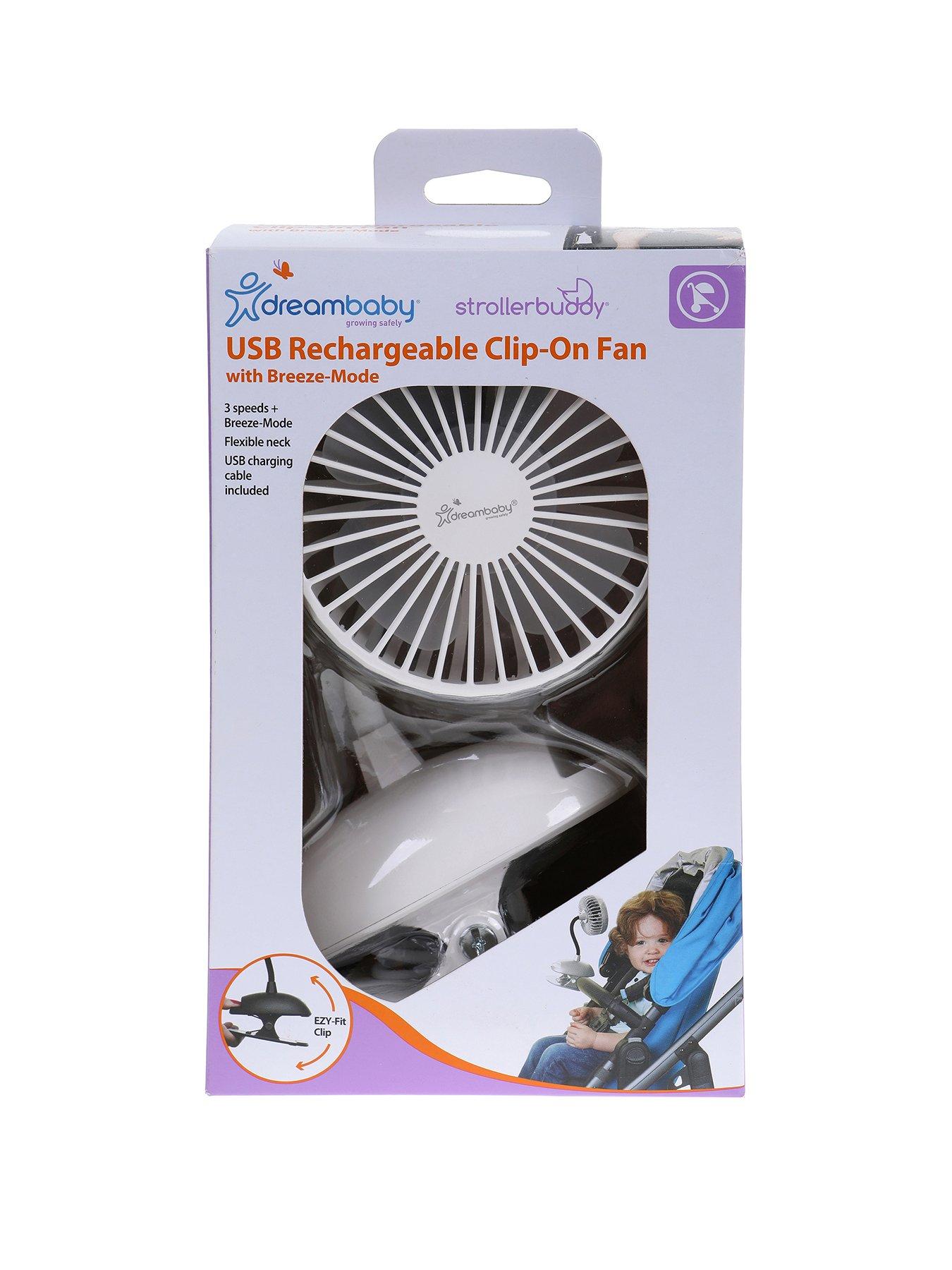 dreambaby-usb-rechargeable-clip-on-caged-fan-white