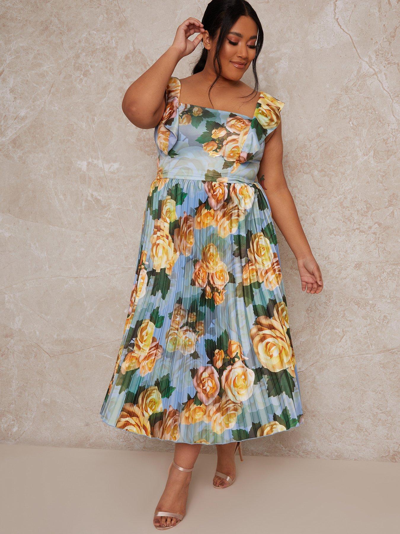 Plus size ruffle midi dress sale