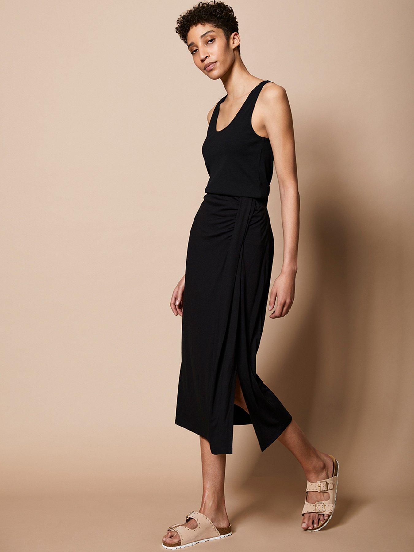 Mint Velvet Drape Detail Jersey Skirt Black Very Ireland