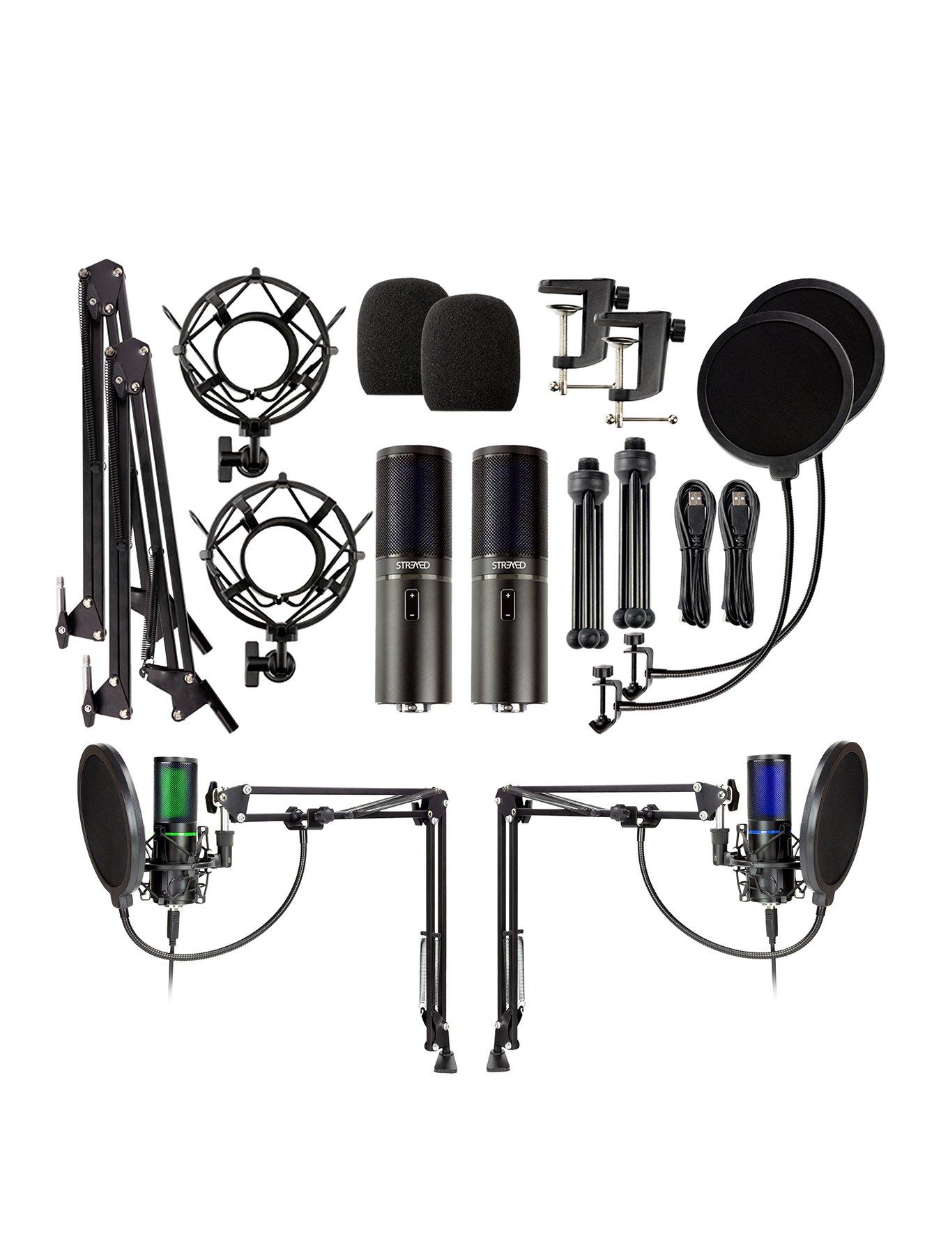 strmd-usb-podcast-super-kit-two-usb-cardioid-microphones-shock-mounts-scissor-stands-amp-pop-filtersfront