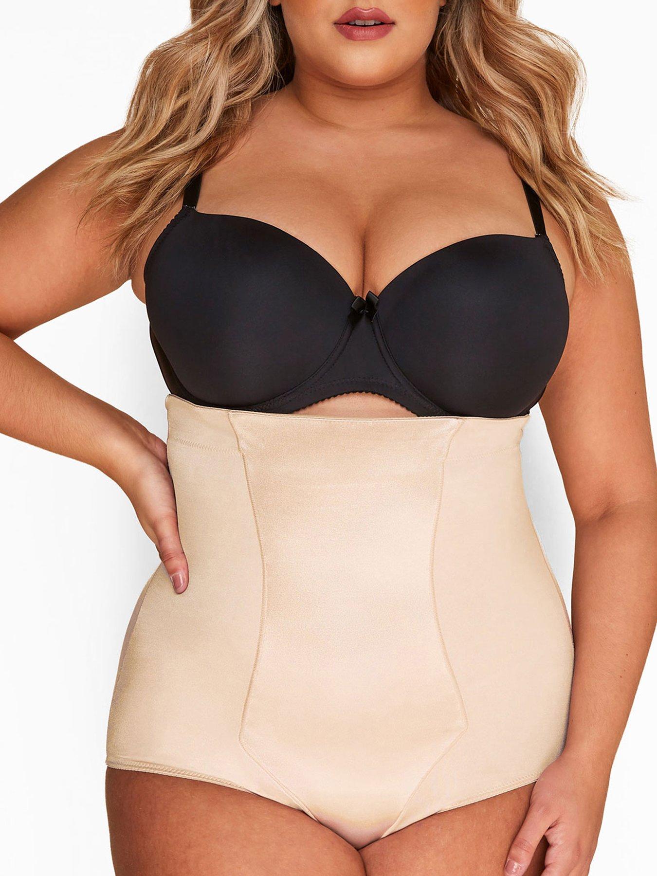 undefined Yours Satin Control Hi Waist Brief - Nude