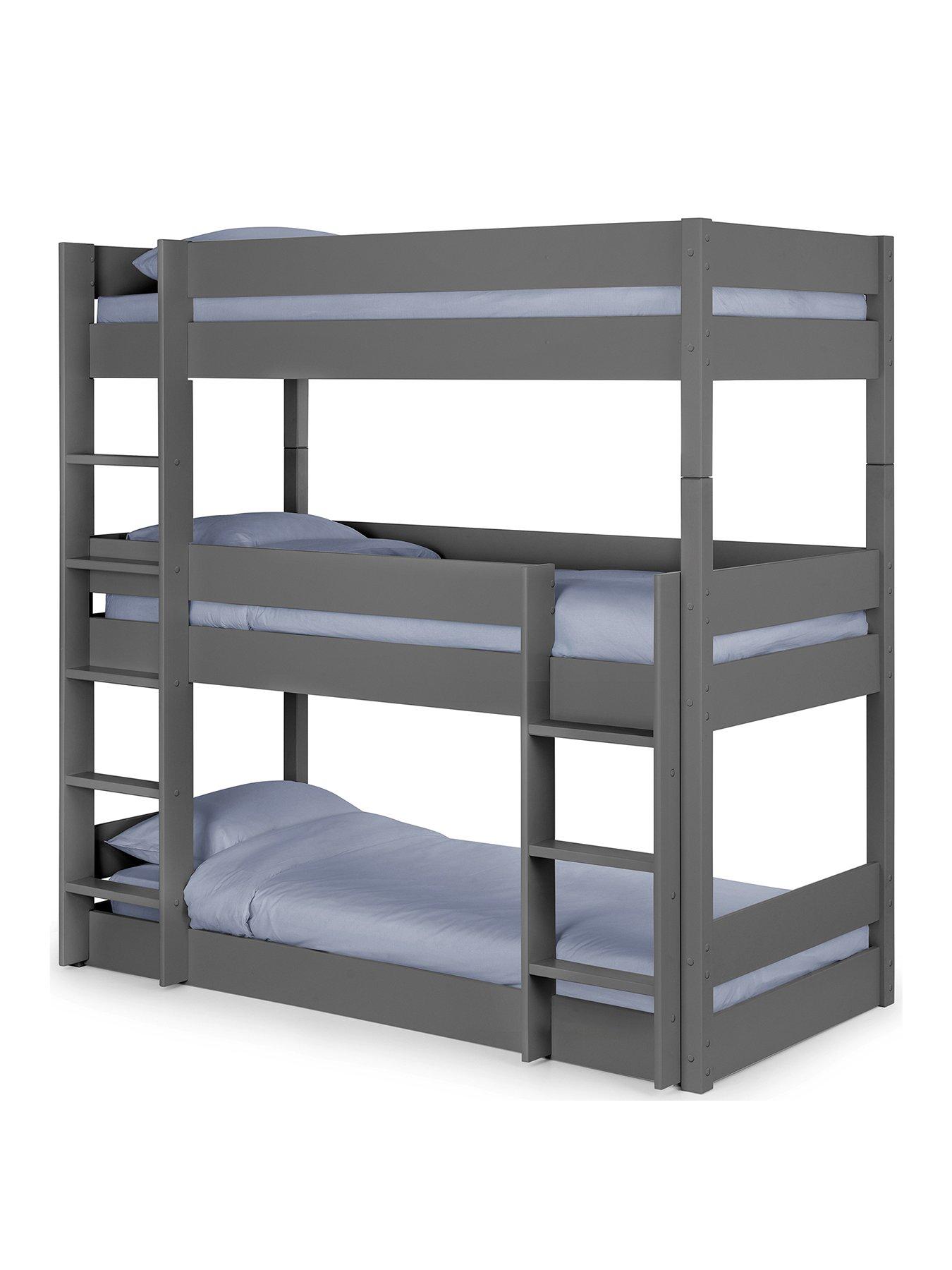 Image 2 of 7 of Julian Bowen Trio Triple Stacker Bunk Bed with Spring Mattress Option&nbsp;- Anthracite Grey