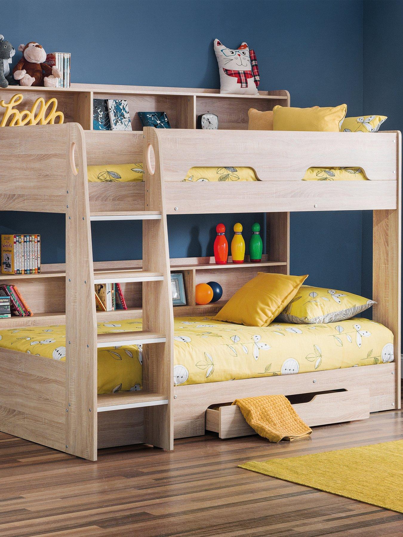 Julian Bowen Riley Bunk Bed with Spring Mattresses Option - Grey Oak