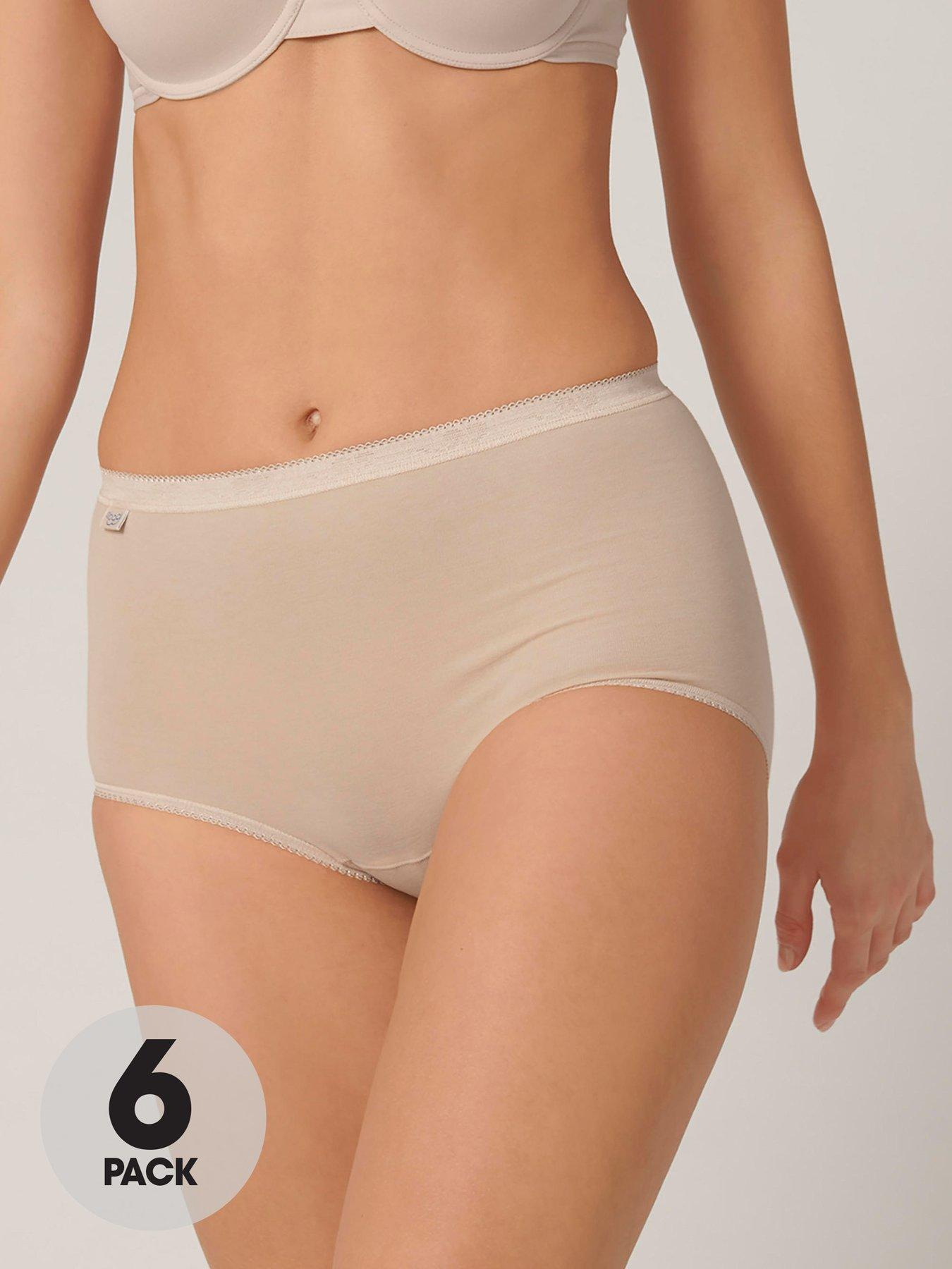 Image 1 of 5 of Sloggi Womens Soft Seam Stretch Maxi Briefs 6 Pack - Skin
