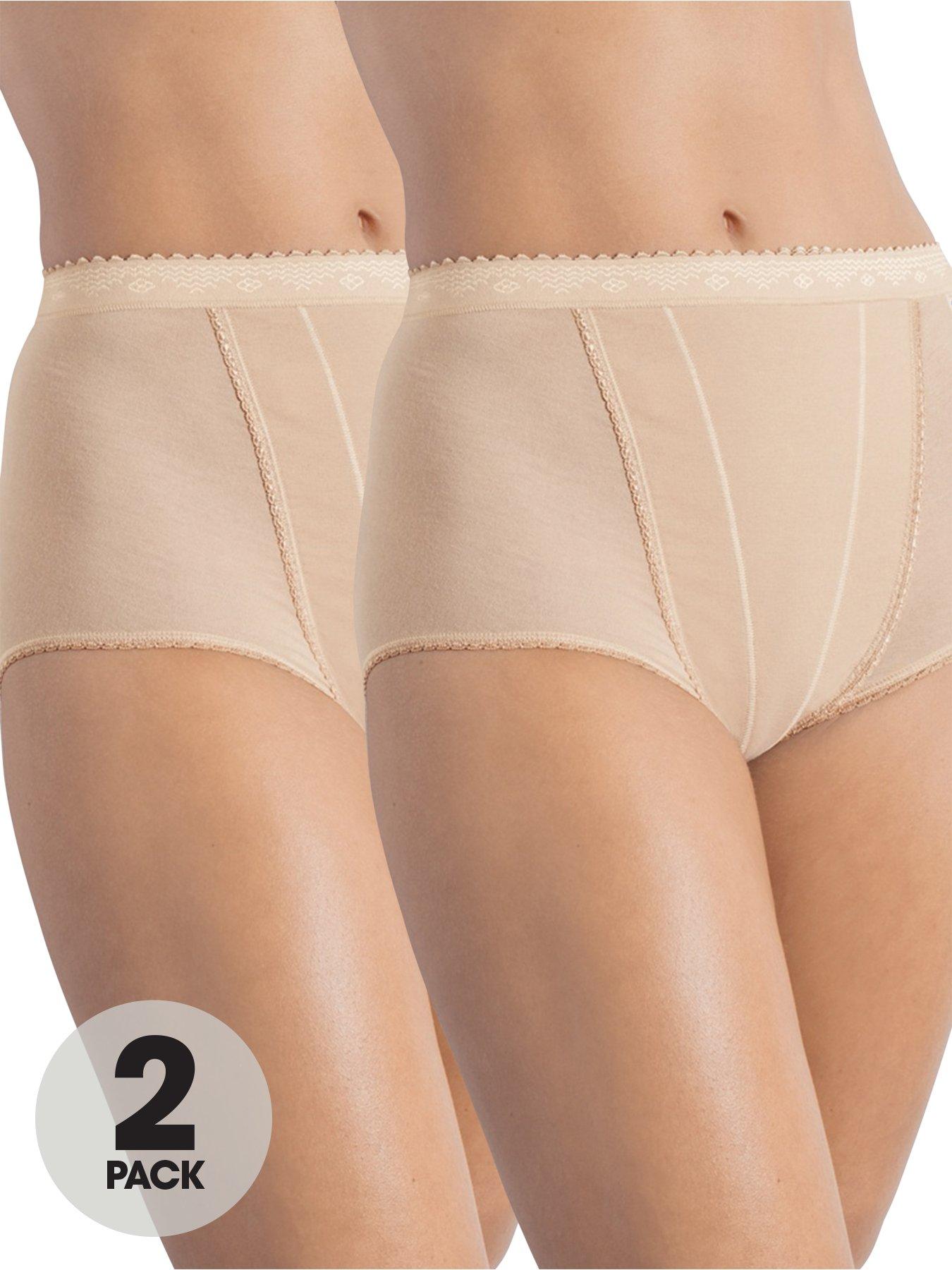 Image 1 of 4 of Sloggi Womens Double-Layer Front 2 Pack Control Maxi Briefs - Skin
