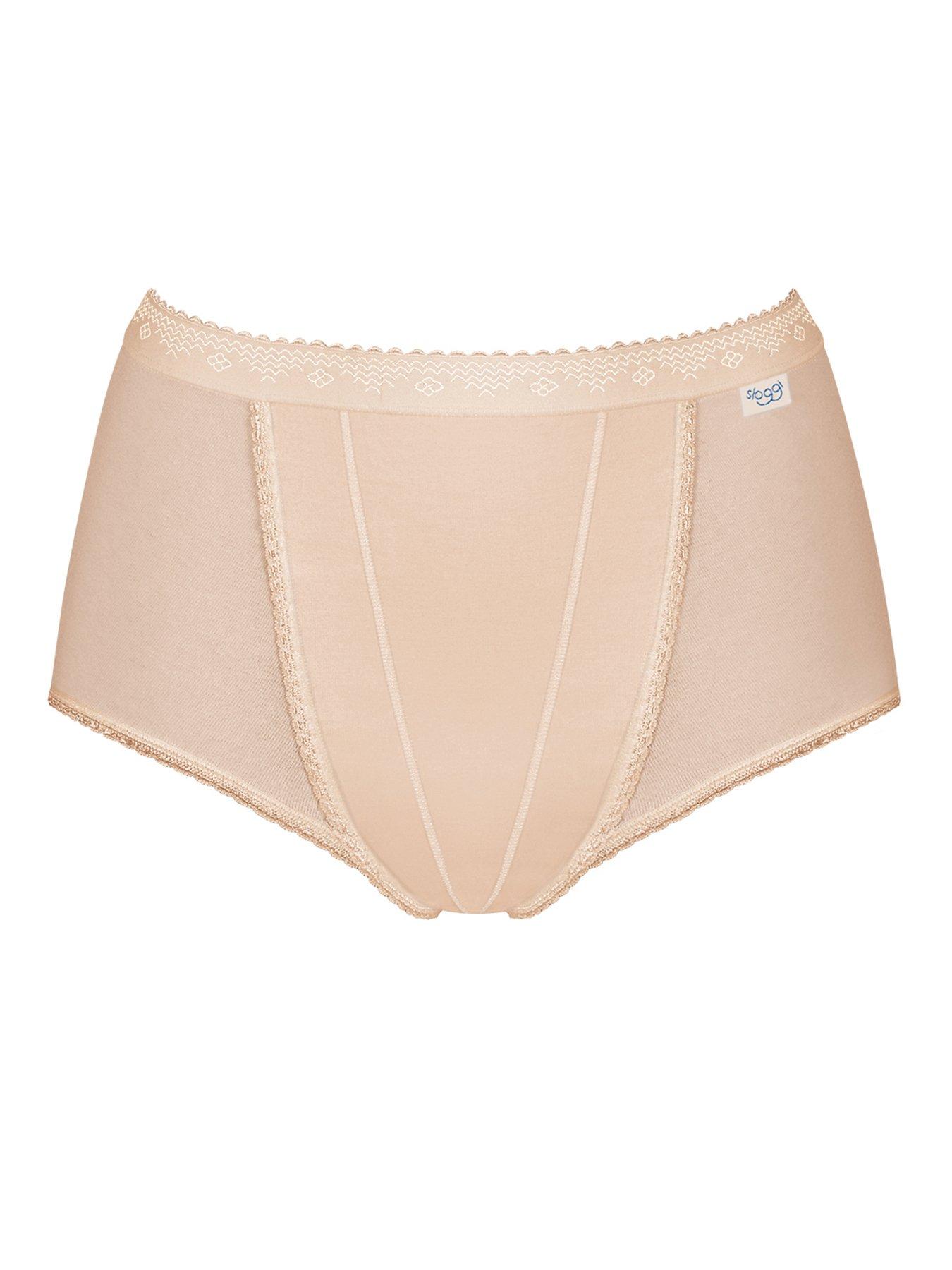 Image 4 of 4 of Sloggi Womens Double-Layer Front 2 Pack Control Maxi Briefs - Skin