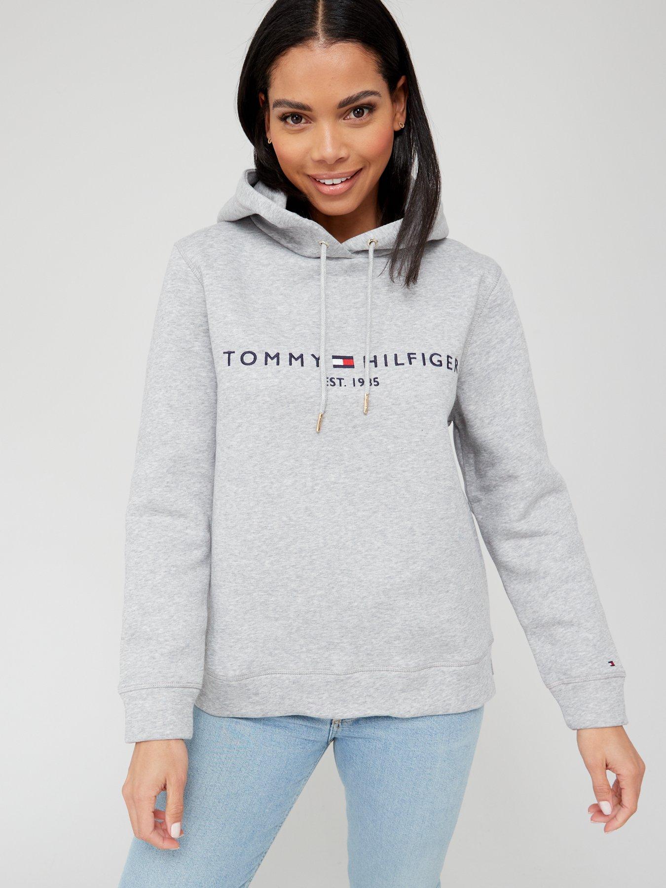 Tommy hilfiger best sale grey logo hoodie