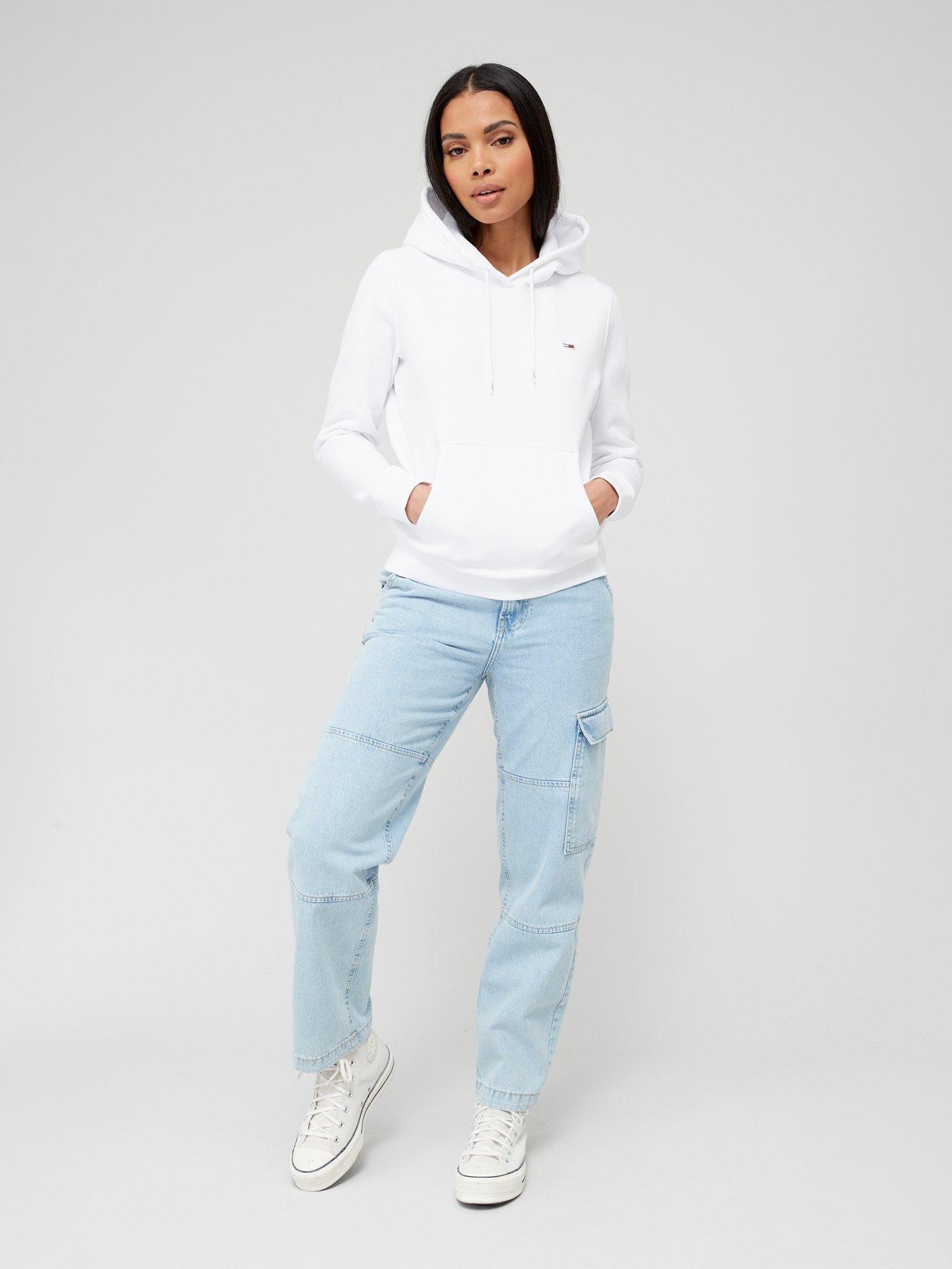 Tommy jeans white clearance hoodie women's