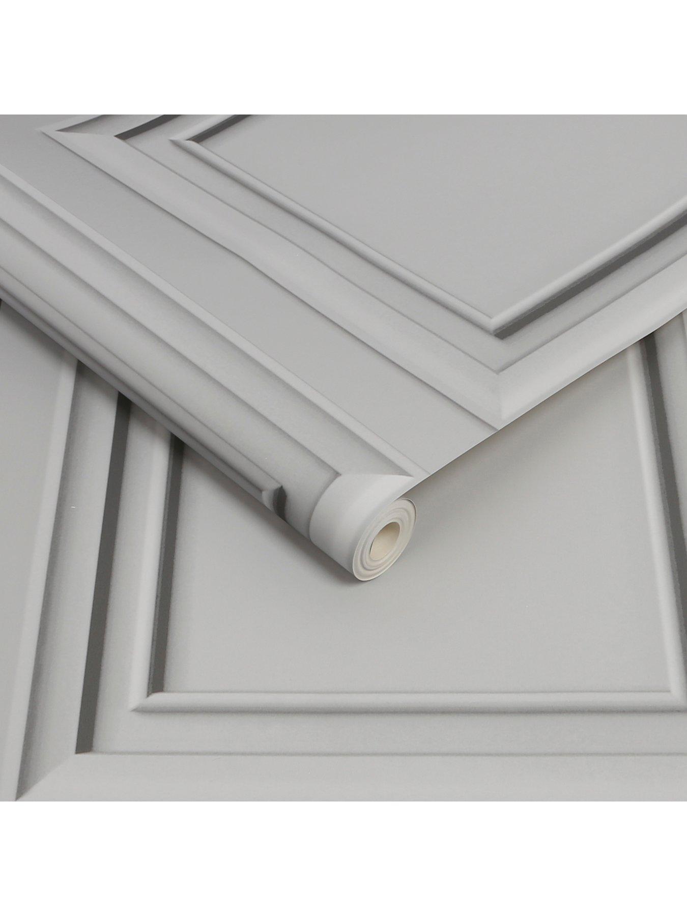 Image 3 of 3 of Fresco Wood Panel Grey Wallpaper