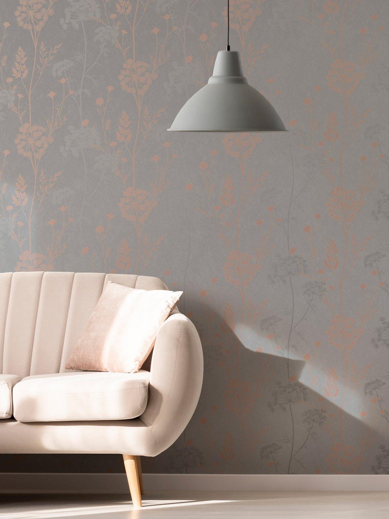 undefined Cow Parsley Grey / Rose Gold Wallpaper