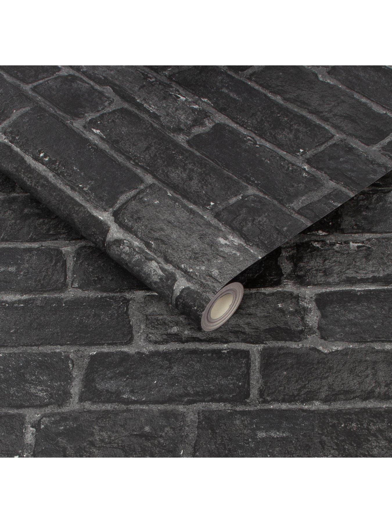 Image 2 of 2 of Fresco House Brick Charcoal Wallpaper