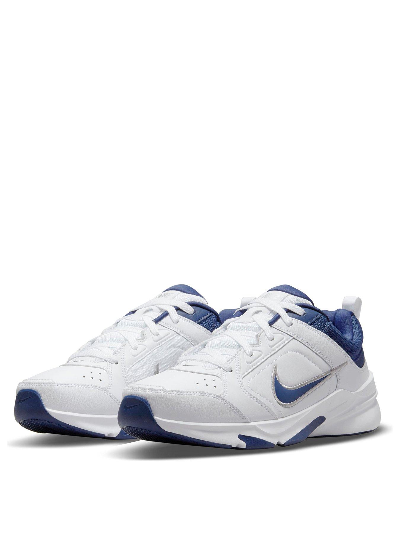 Navy blue cheap and white nikes