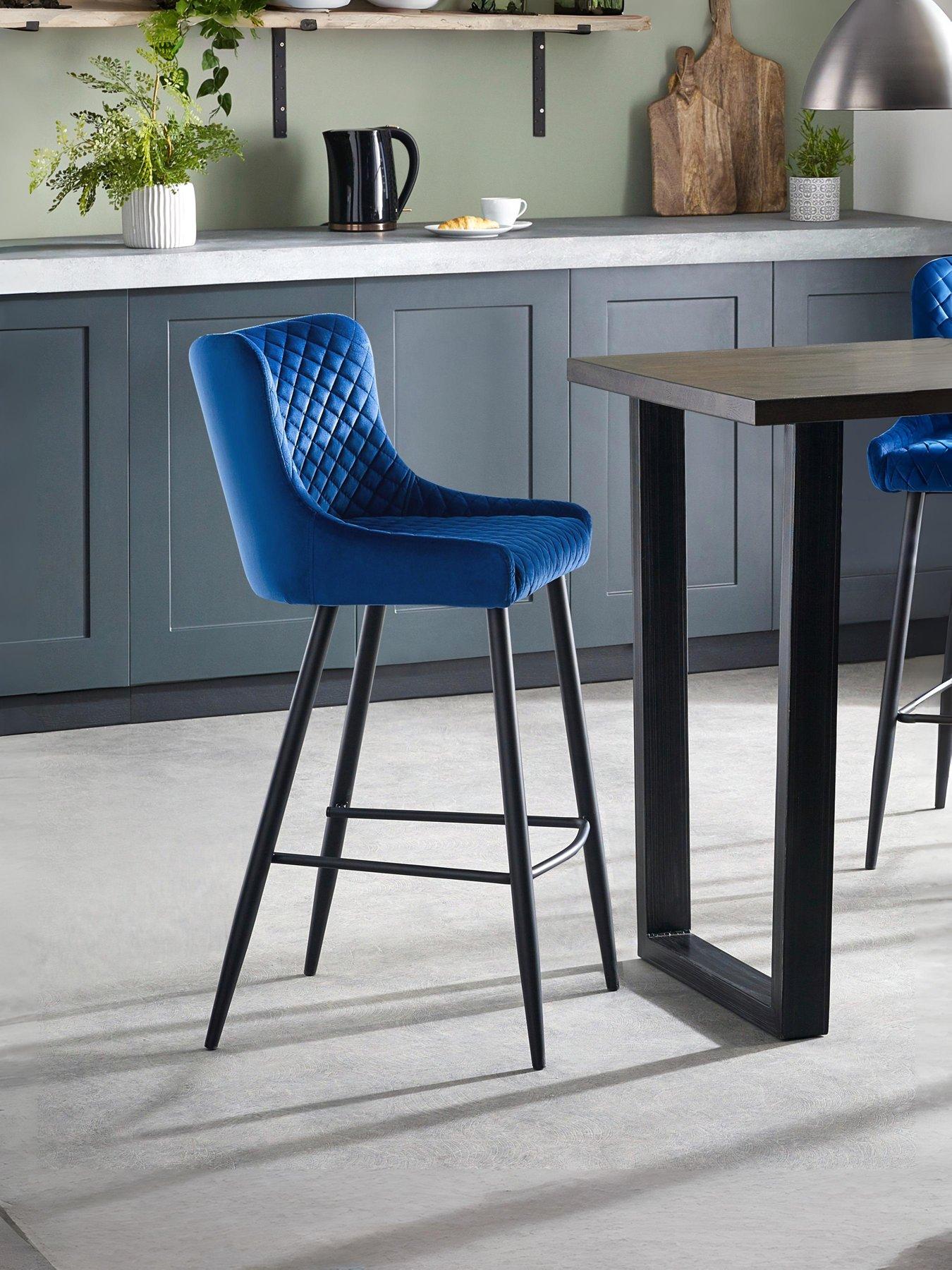undefined Luxe Velvet Bar Stool - Blue