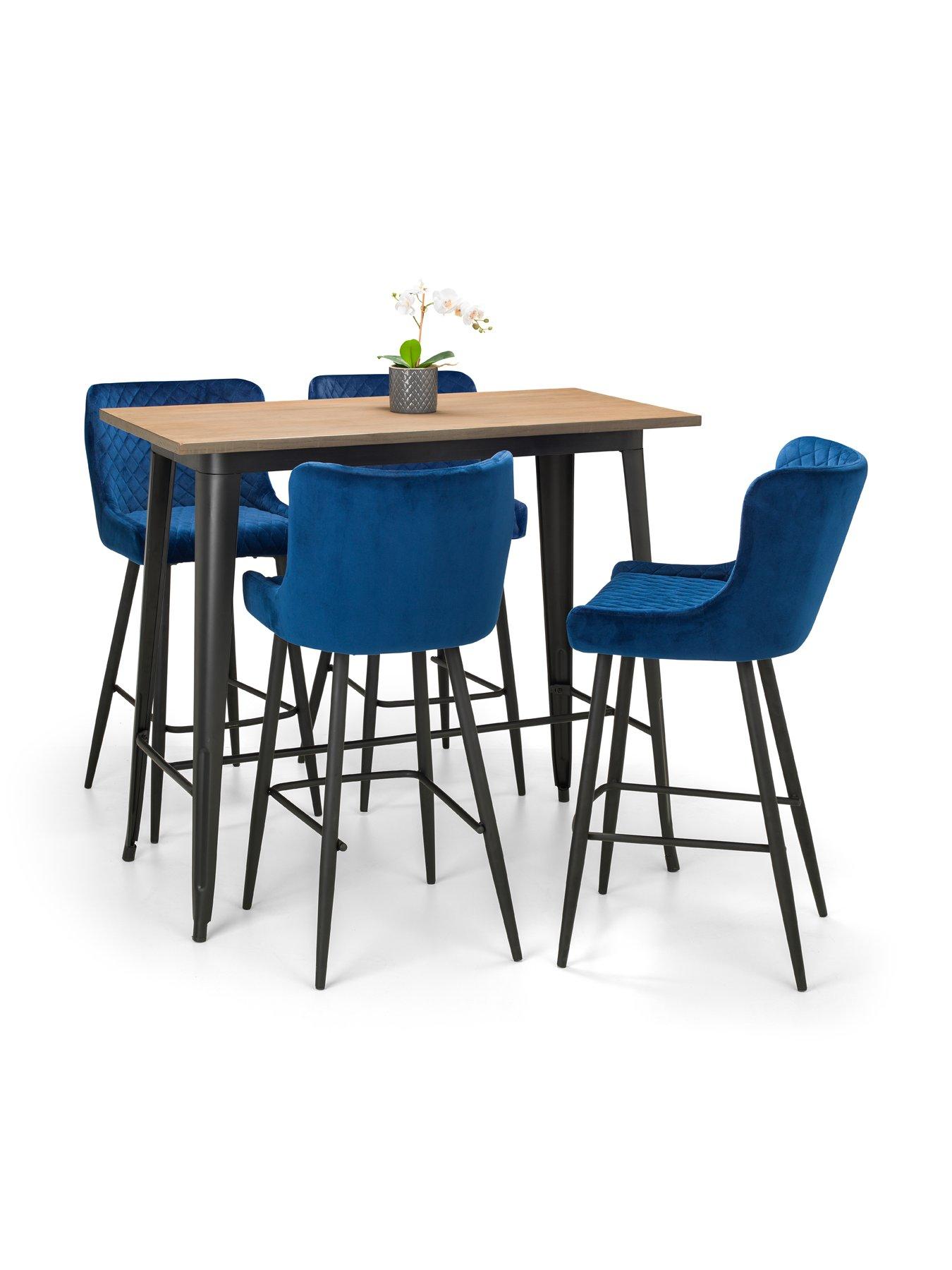 julian-bowen-luxe-velvet-bar-stool-bluestillFront