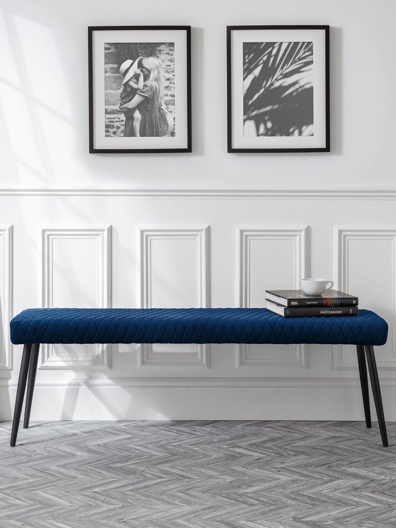 Image 1 of 4 of Julian Bowen Luxe Velvet Low Bench - Blue