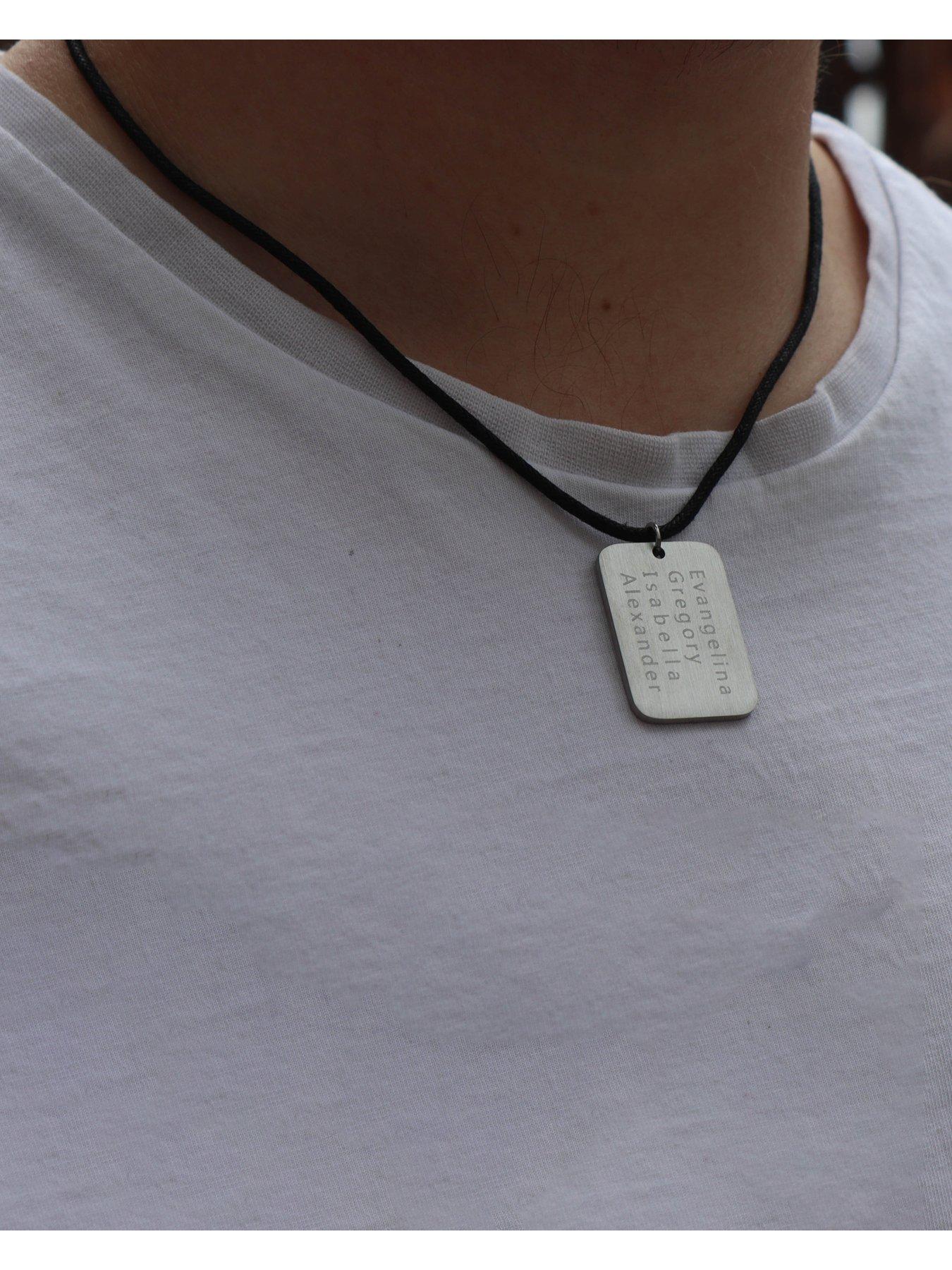 Men s Personalised Brushed Steel Dog Tag Pendant Necklace