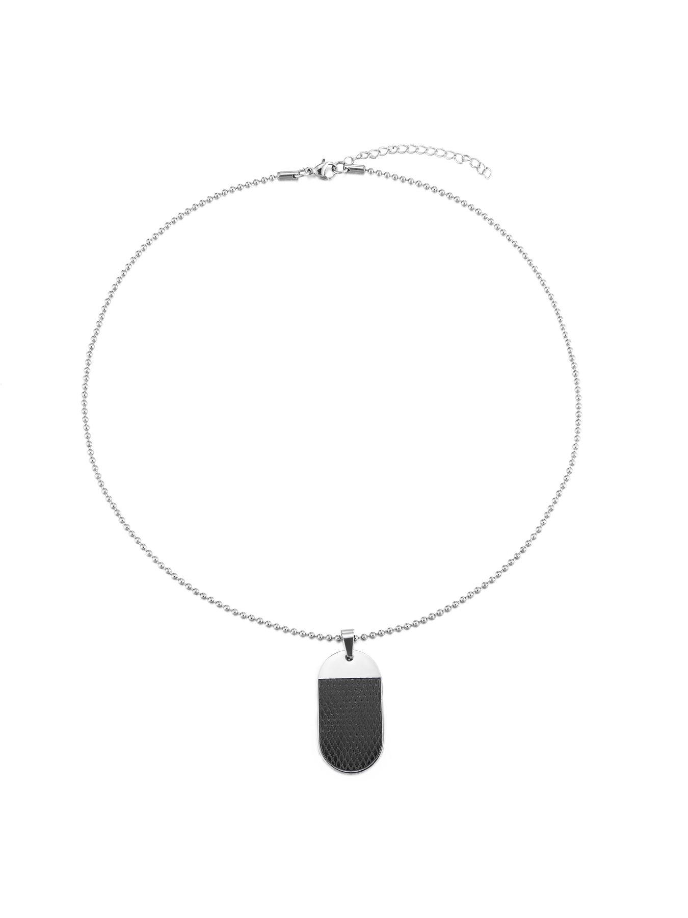 mens-black-steel-rounded-dog-tag-necklaceback