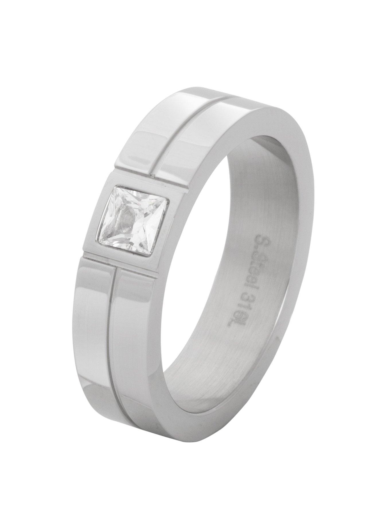 undefined Men's Steel and CZ Stone Ring