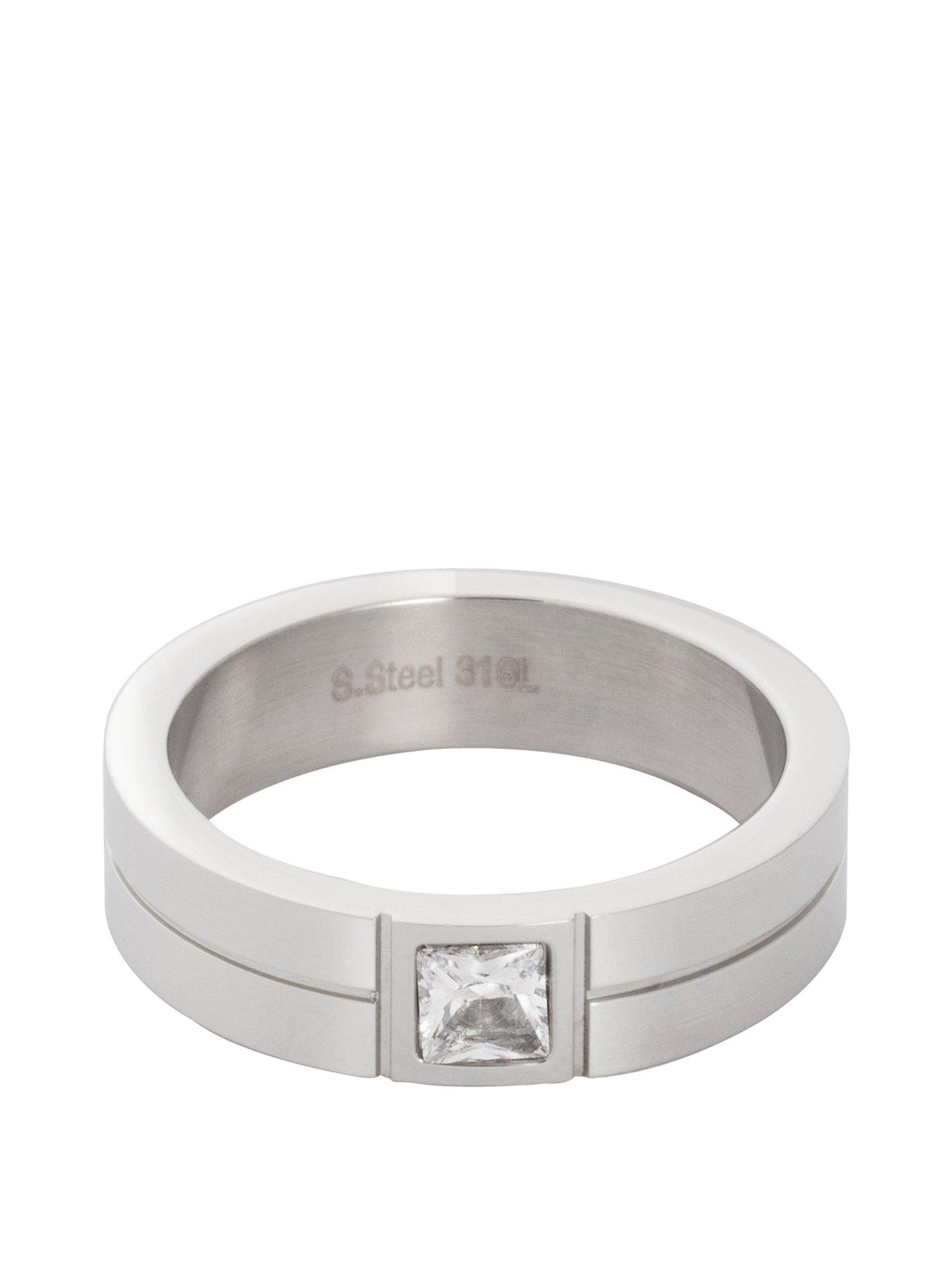 Image 3 of 6 of The Love Collection Men's Steel and CZ Stone&nbsp;Ring