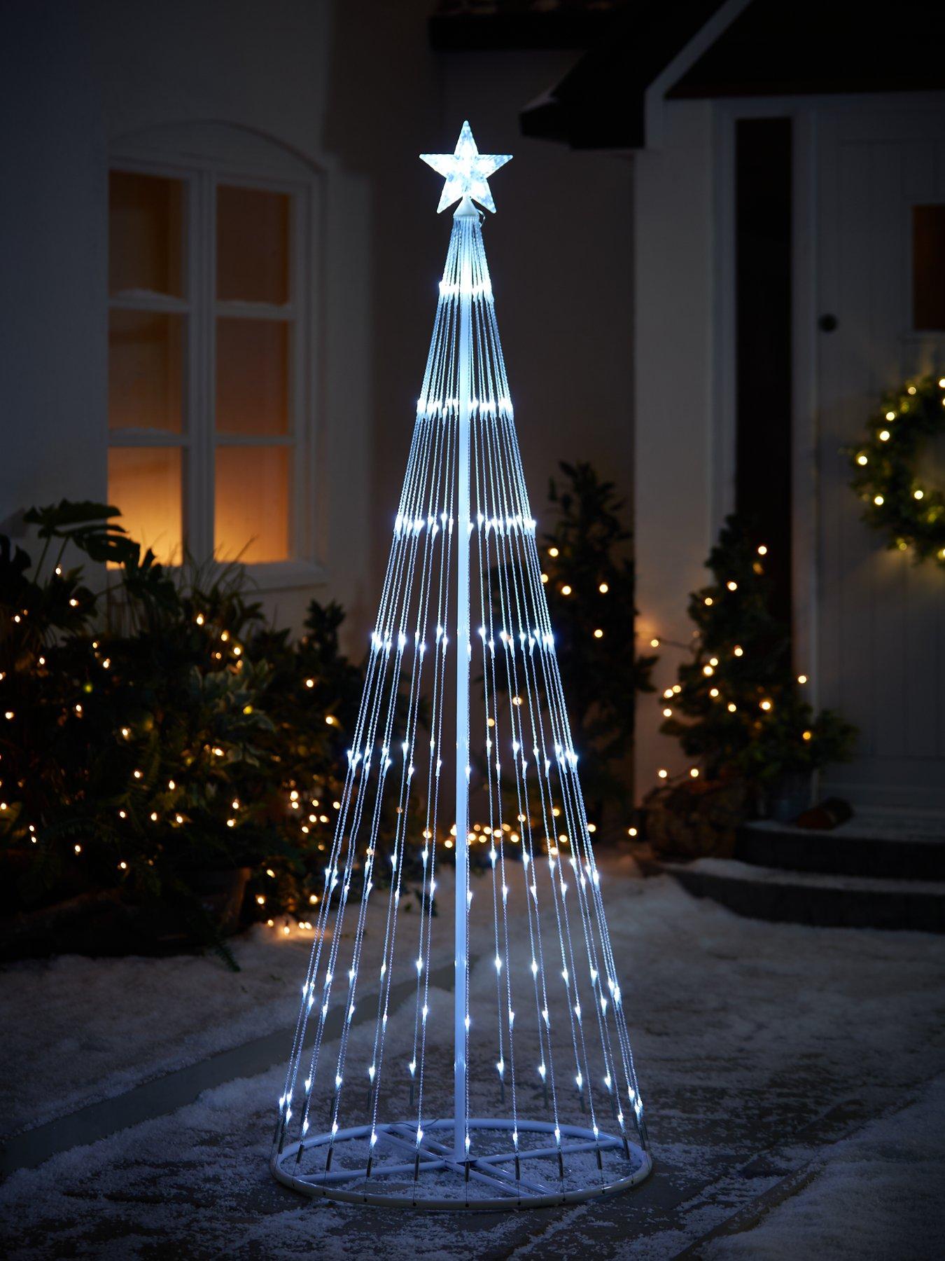 very-home-6ft-white-waterfall-led-outdoor-christmas-tree-lightfront