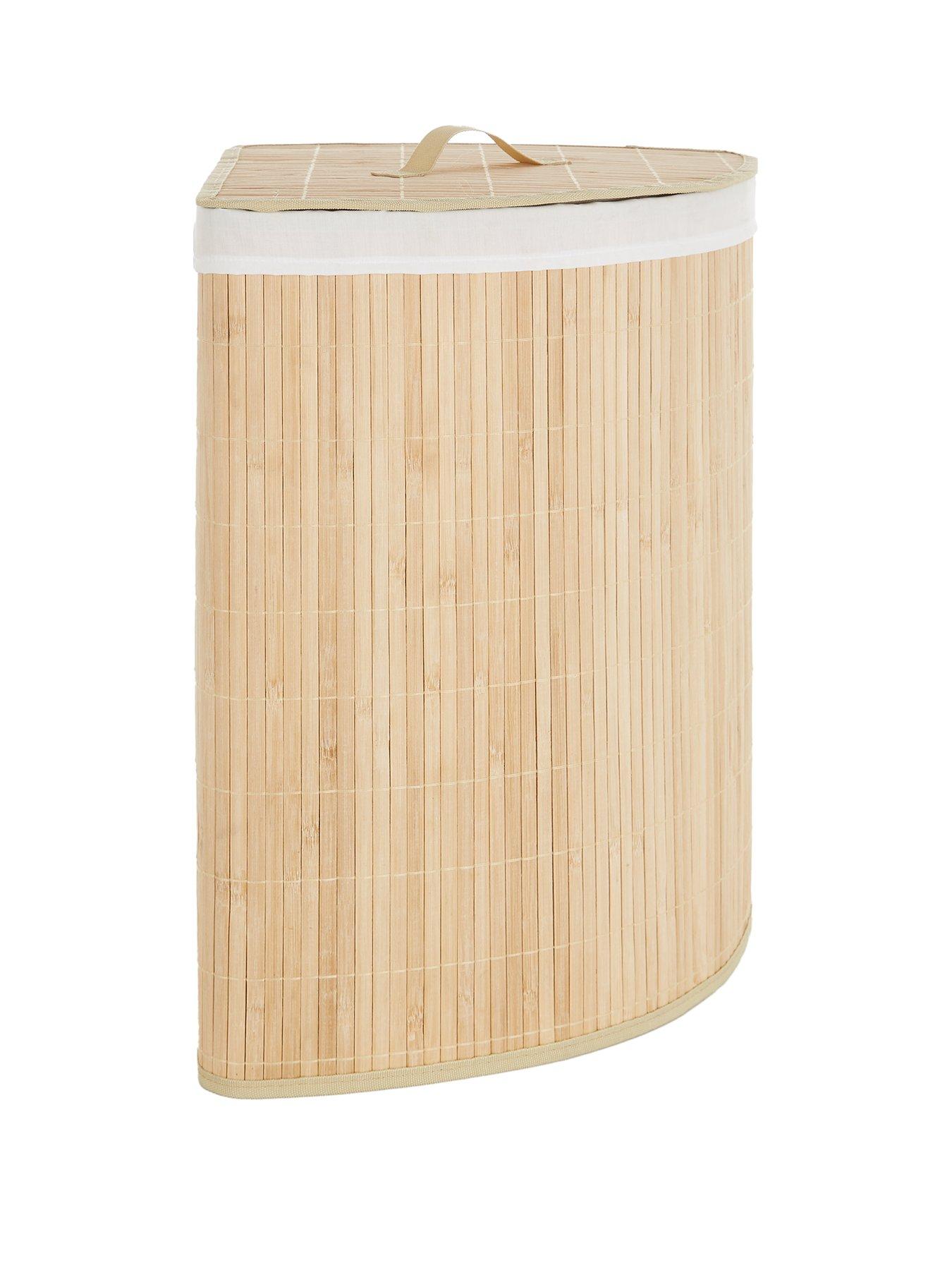 Image 1 of 4 of The Very Collection Bamboo Corner Laundry Hamper
