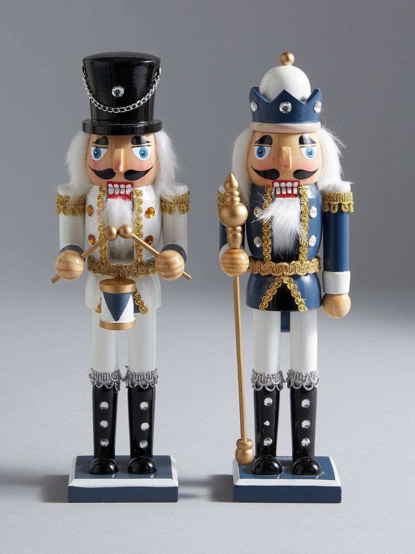 Set of 2 Nutcracker Soldiers Blue White