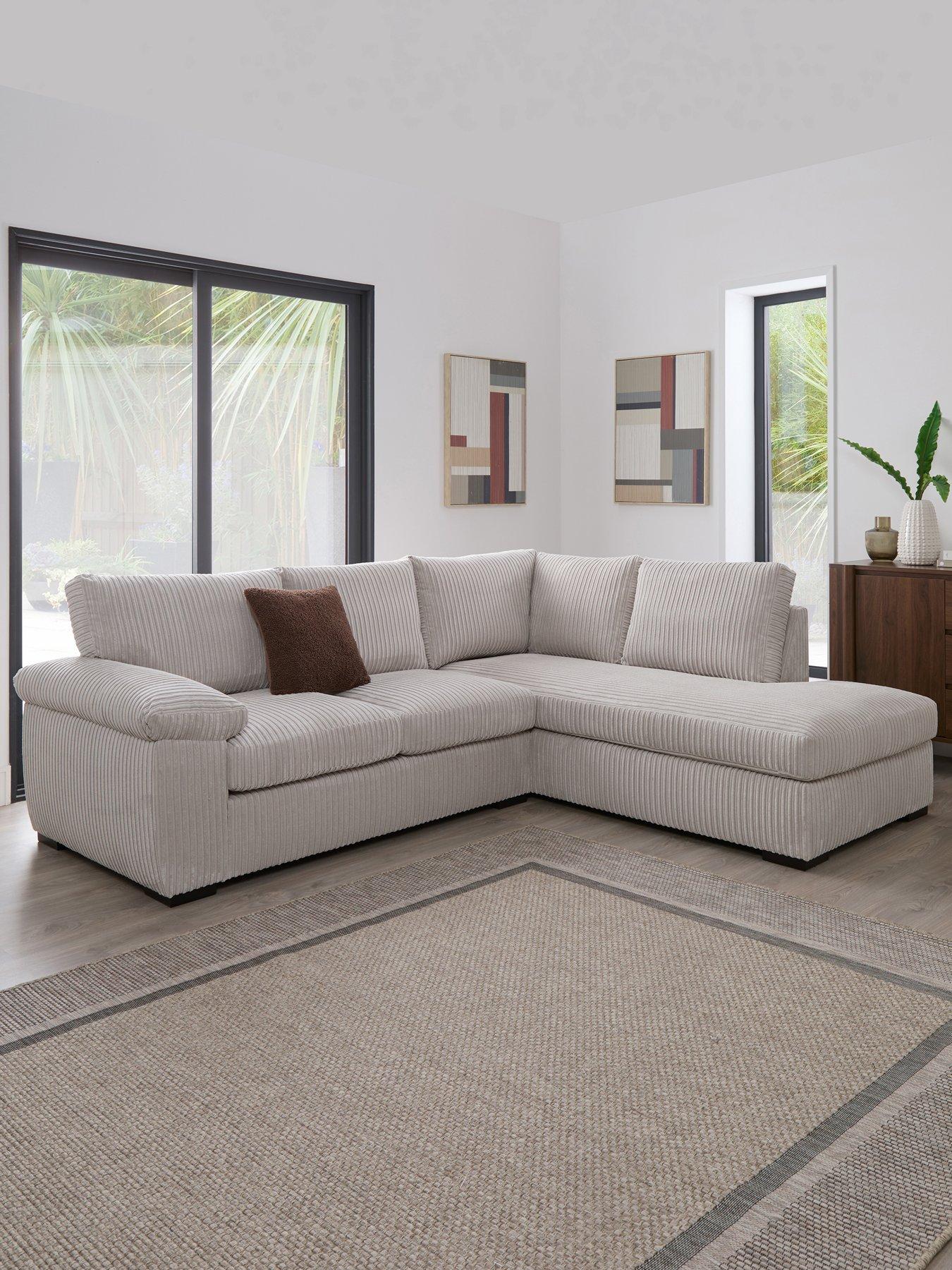 Very Home Amalfi Standard Back Fabric Right Hand Corner Chaise Sofa - Silver - FSC® Certified