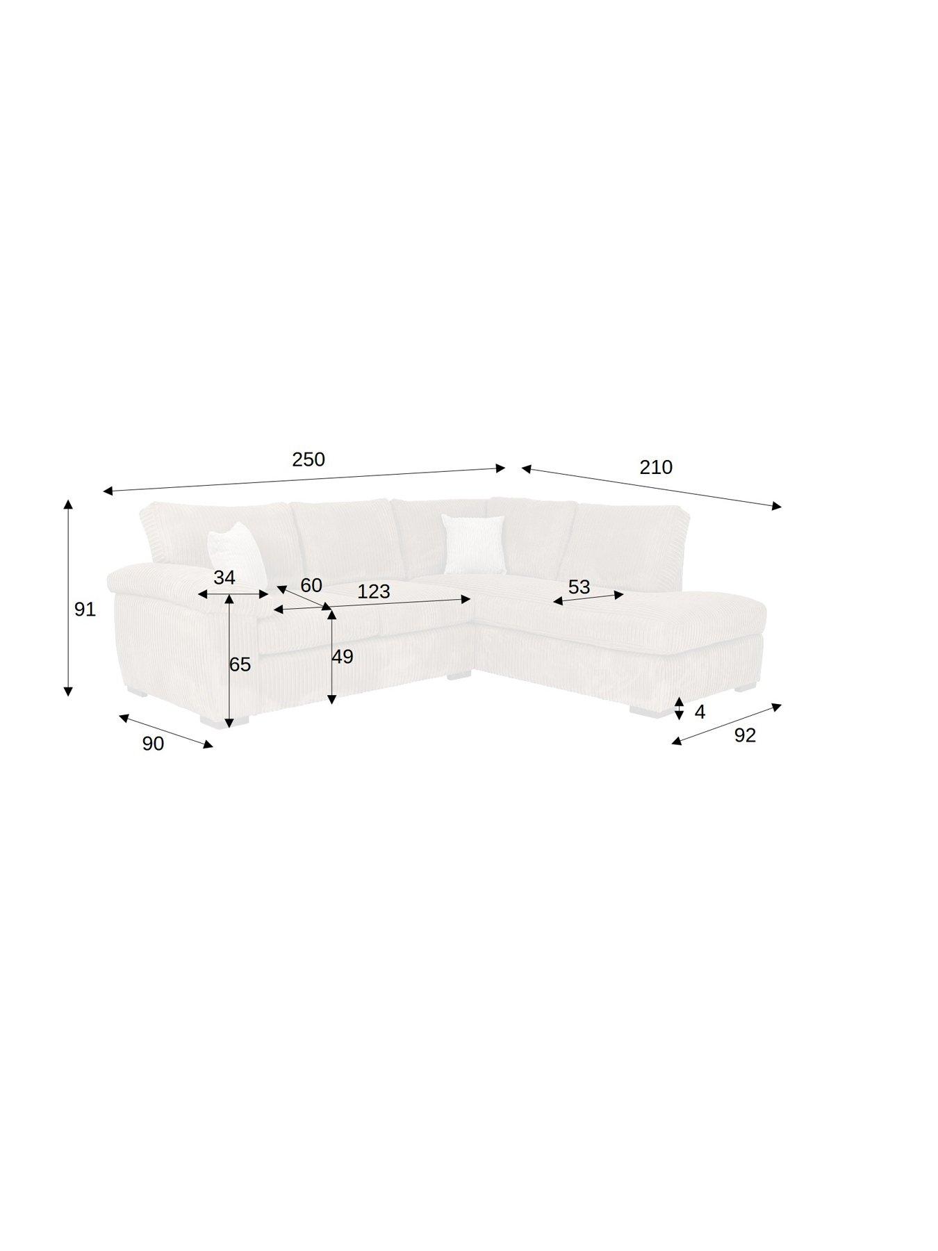 Image 4 of 5 of Very Home Amalfi Standard Back Fabric Right Hand Corner Chaise Sofa - Silver - FSC&reg; Certified