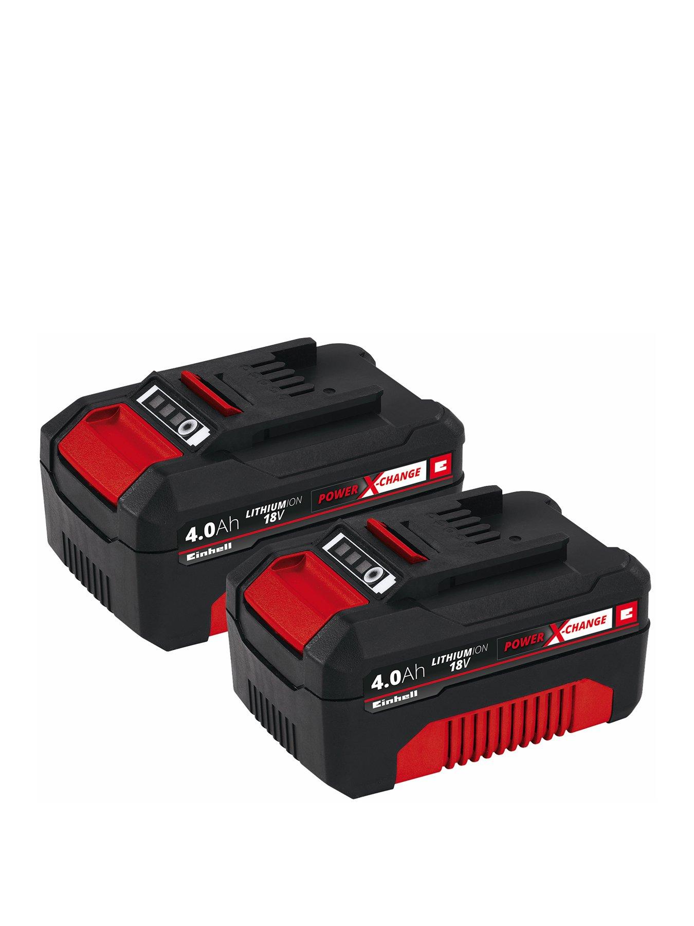 Einhell Genuine Power X-Change 18v Cordless Battery Charger and Li-Ion  Batteries 3ah