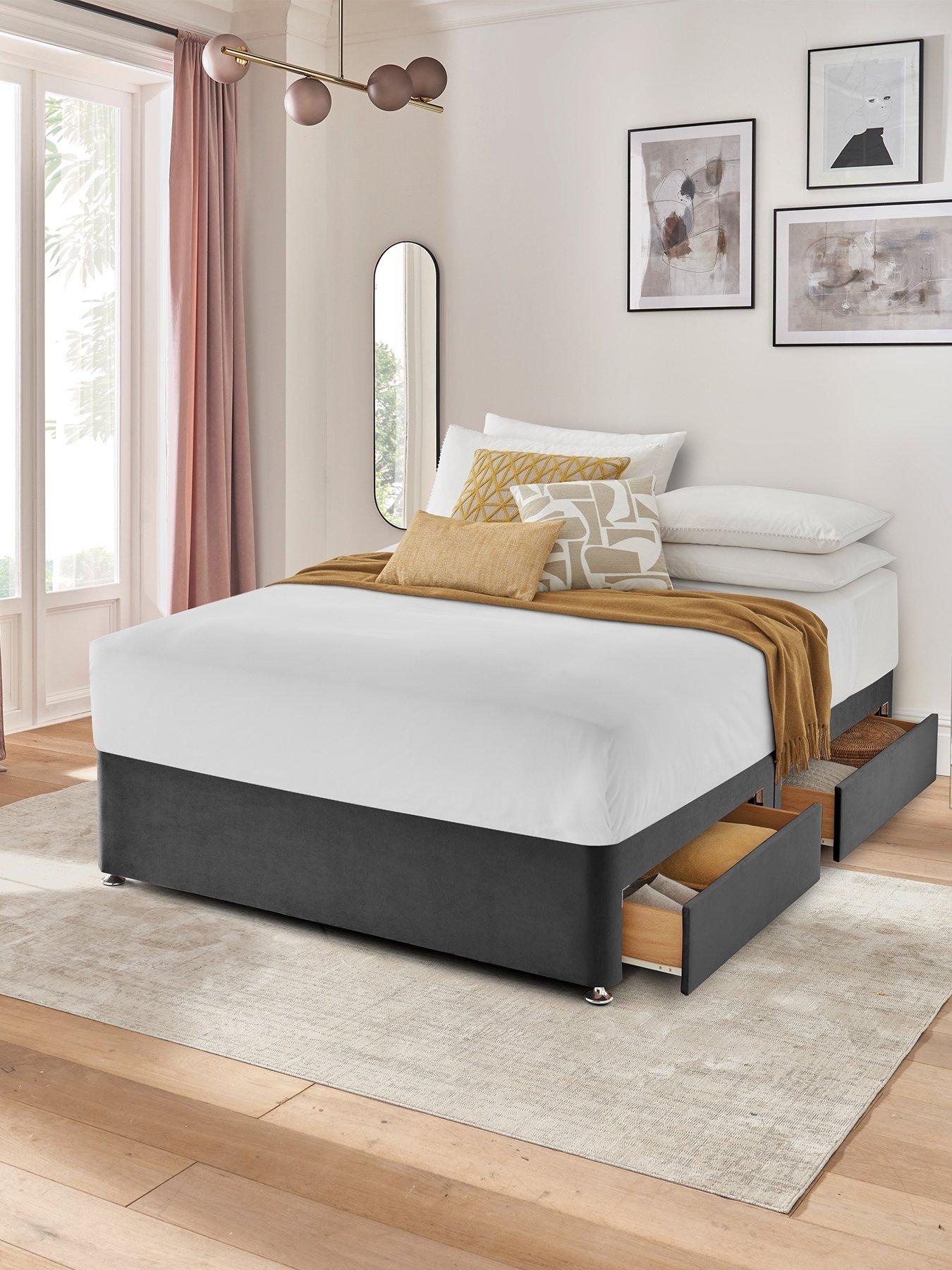 silentnight-velvet-upholstered-divan-bed-base-with-storage-optionsfront